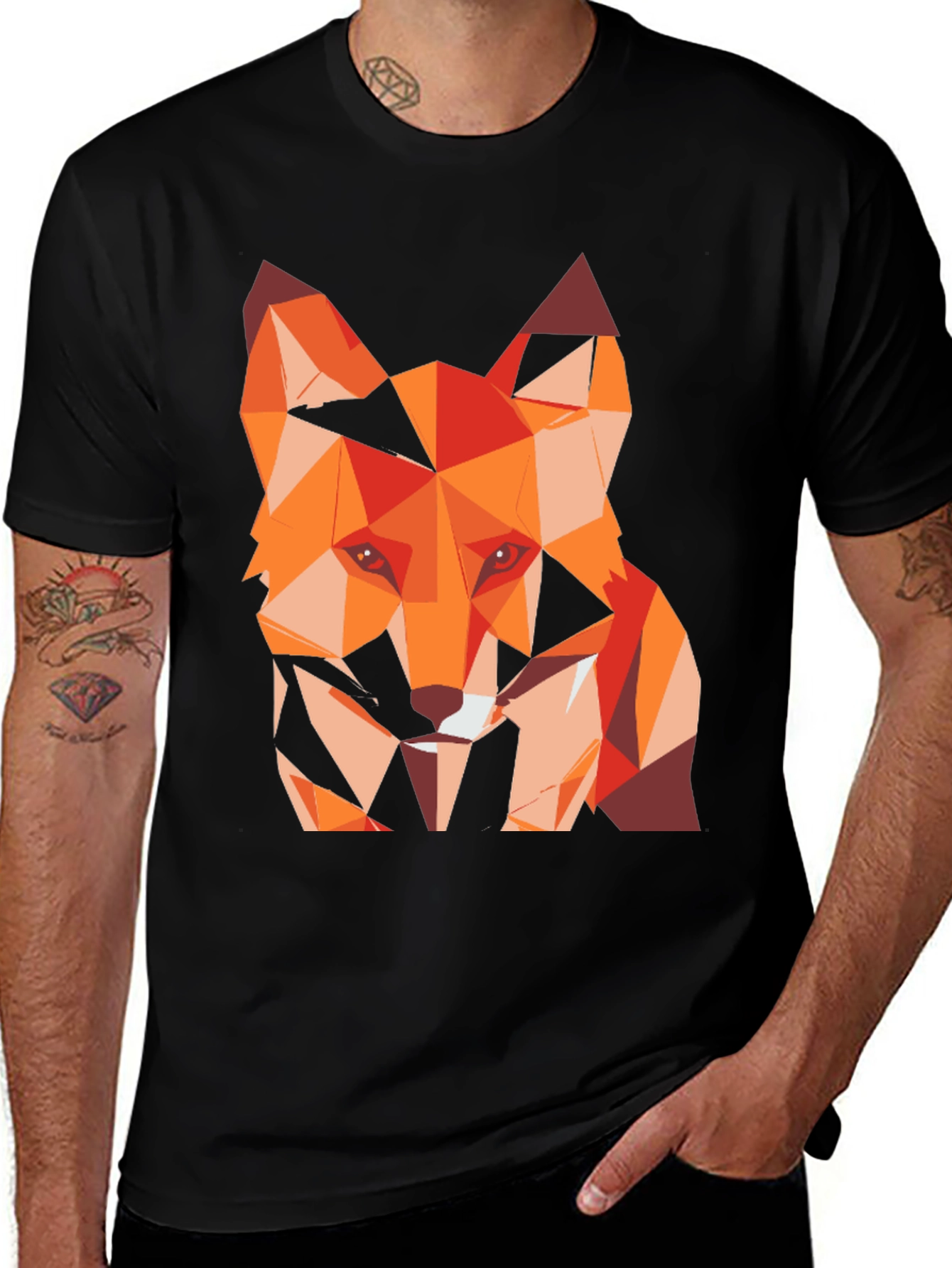 Variant 12 of Geometric Fox Graphic Tee - Stylish Men's T-Shirt