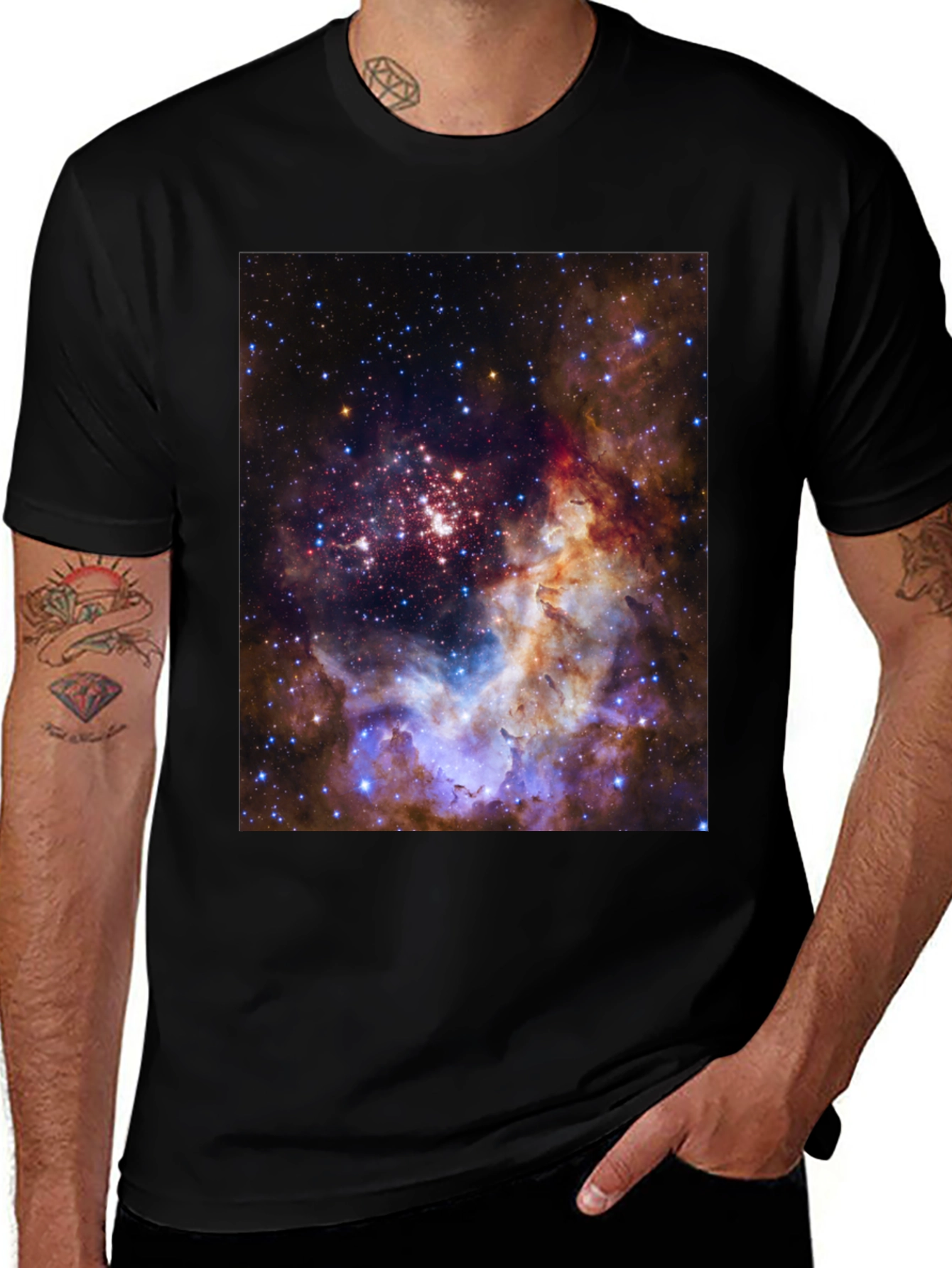 Variant 20 of Nebula Print Black T-Shirt - Cosmic Style