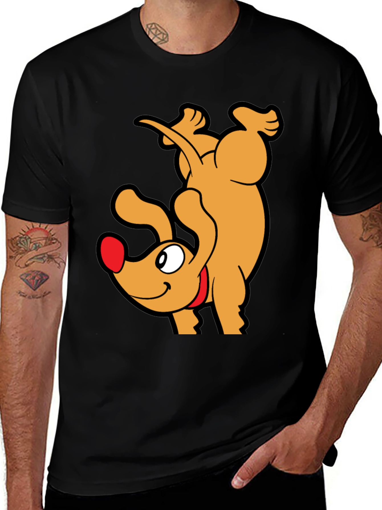 Variant 11 of Upside Down Dog Cartoon Graphic T-Shirt