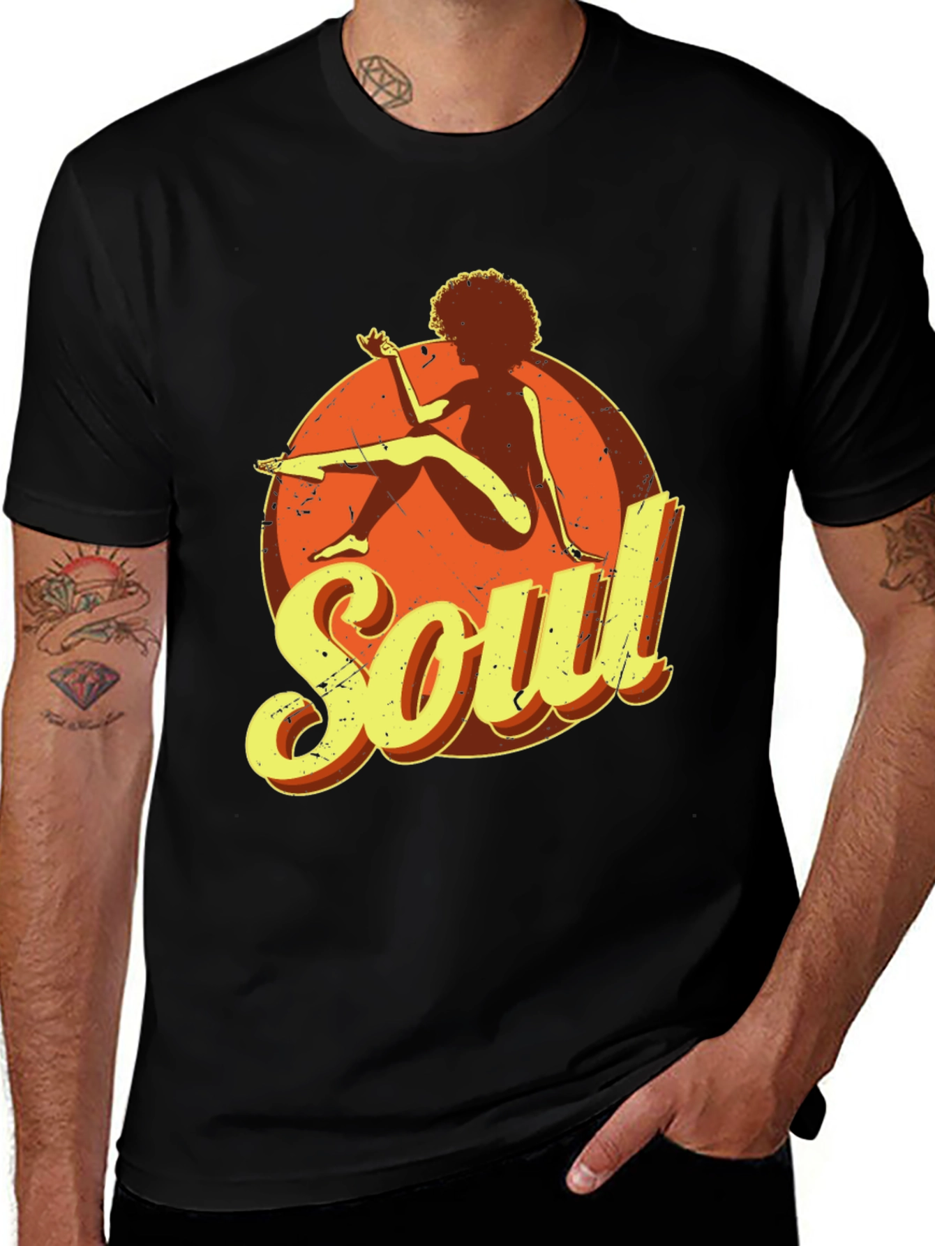 Black Soul Graphic T-Shirt - Retro Style Black Tee main image