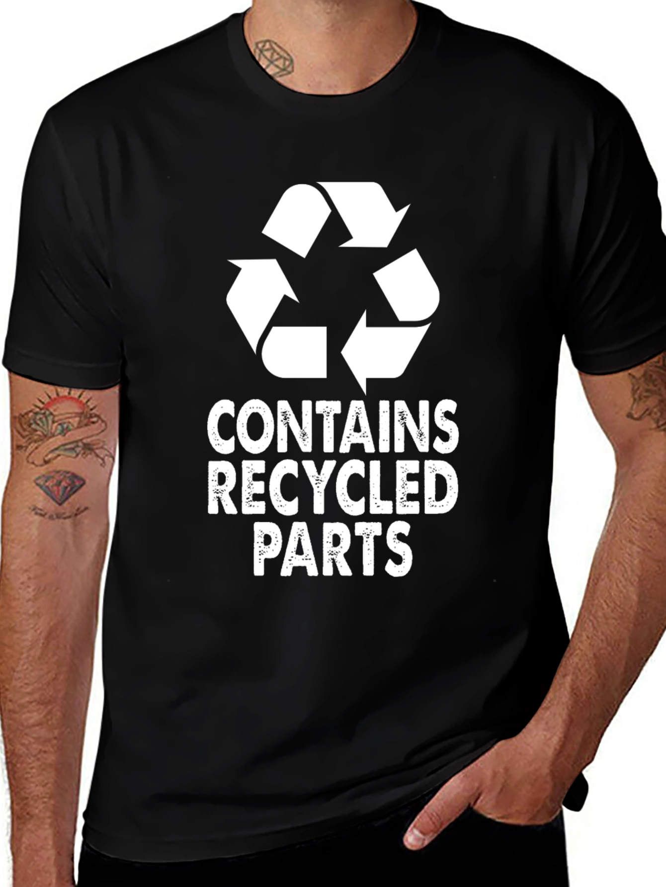 Variant 30 of Contains Recycled Parts Graphic Tee - Black Cotton