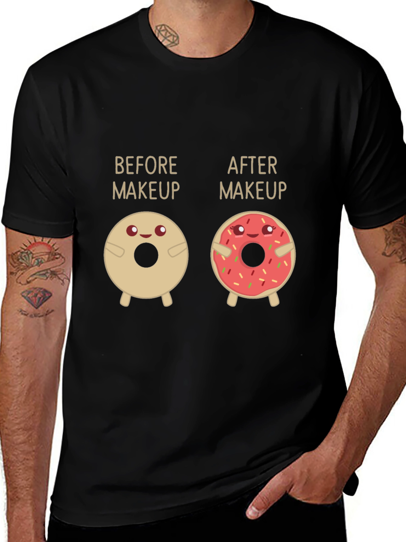 Variant 17 of Before & After Makeup Donut Funny T-Shirt