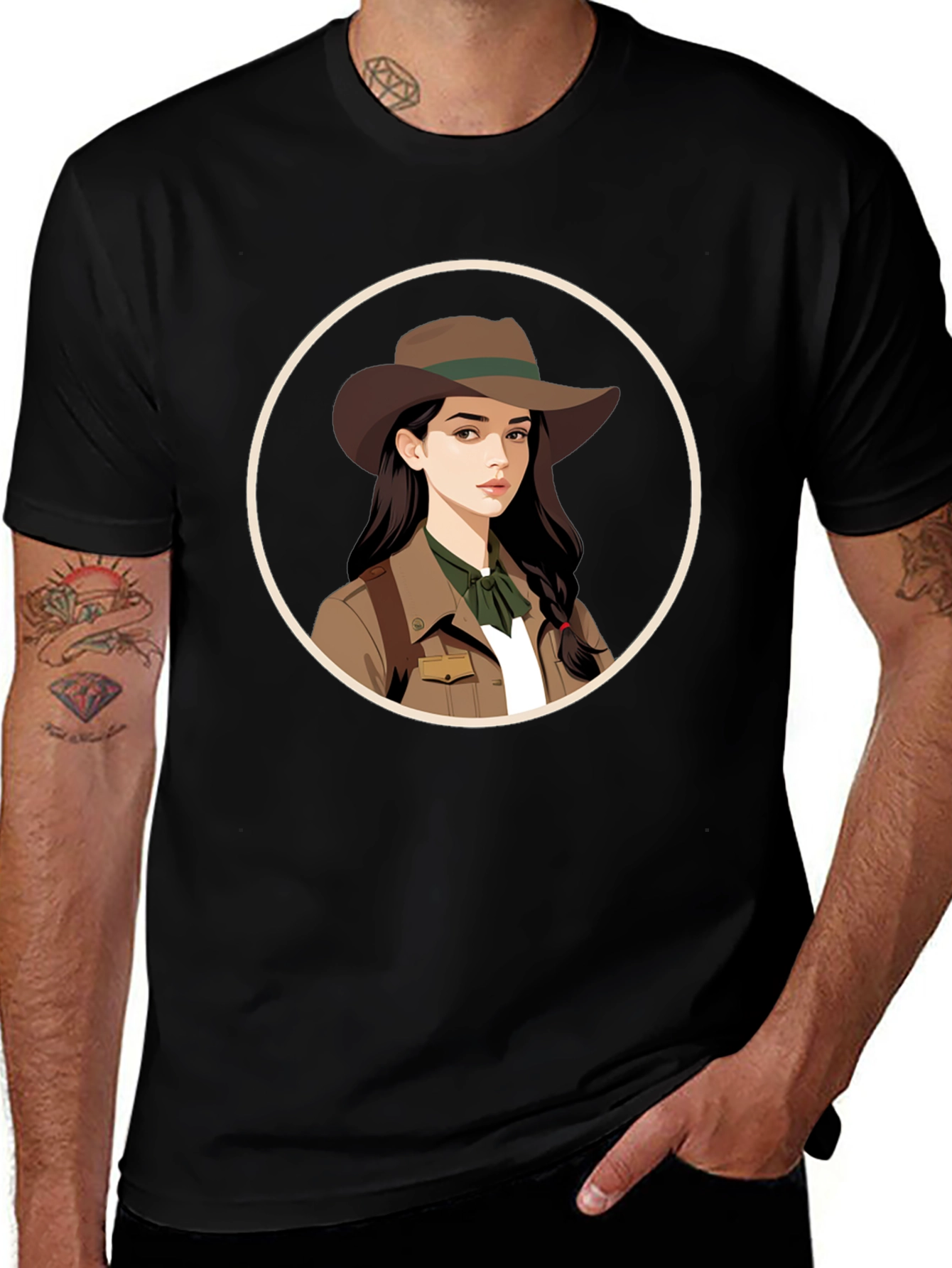Variant 23 of Adventurer Girl Graphic Tee - Black Unisex T-Shirt