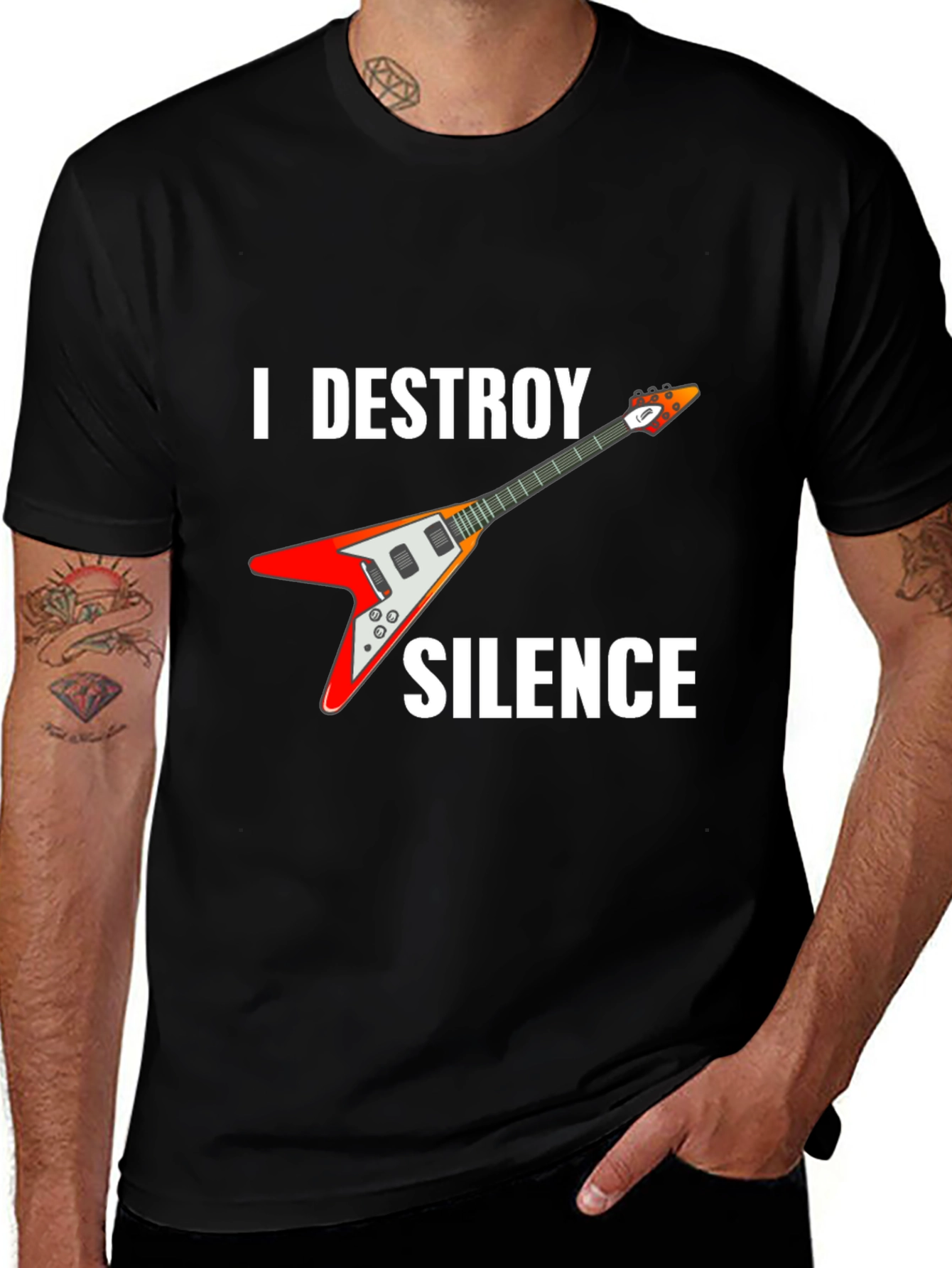 Variant 5 of I Destroy Silence Guitar T-Shirt