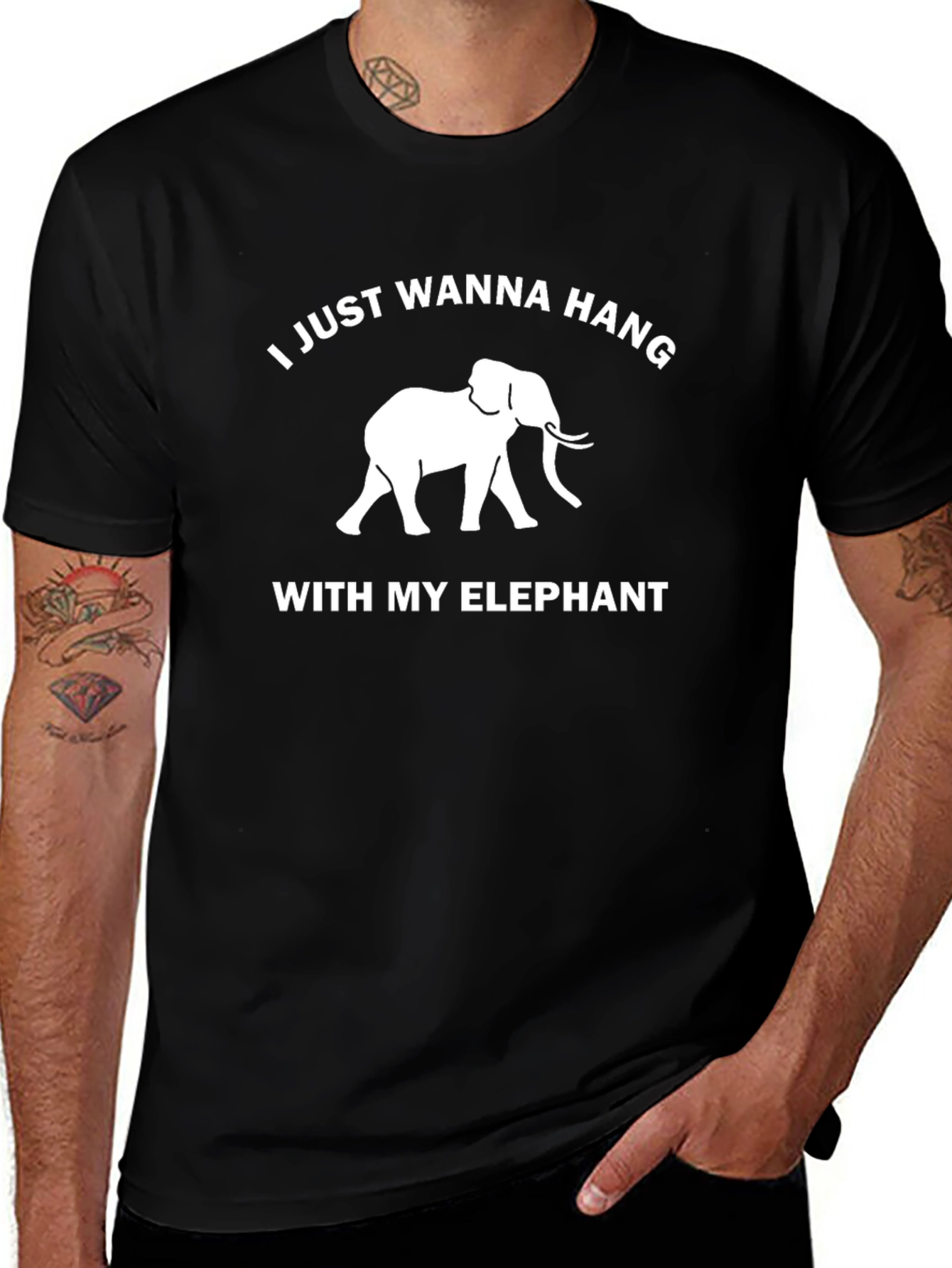 Variant 30 of Elephant Graphic Tee - I Just Wanna Hang With My Elephant