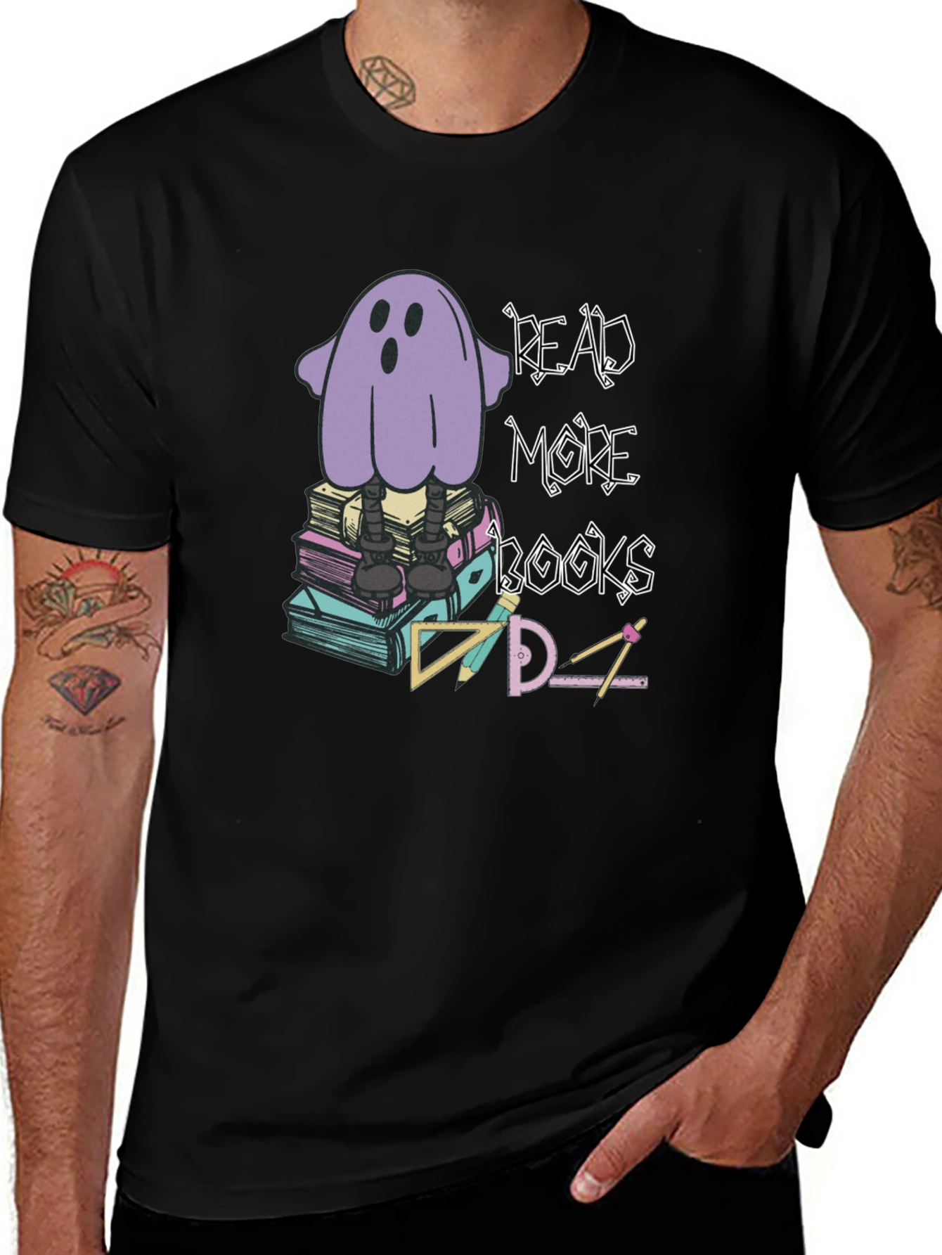 Variant 22 of Read More Books T-Shirt - Ghostly Design