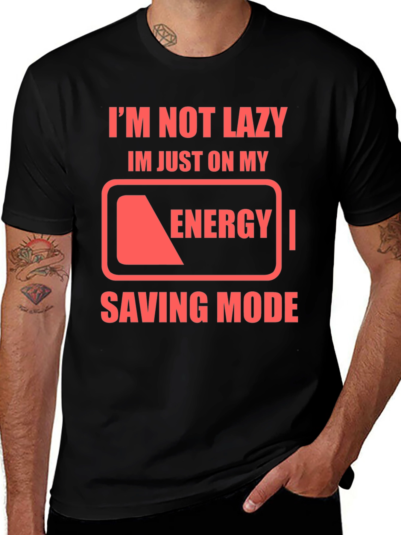 Variant 18 of I'm Not Lazy Energy Saving Mode Black T-Shirt