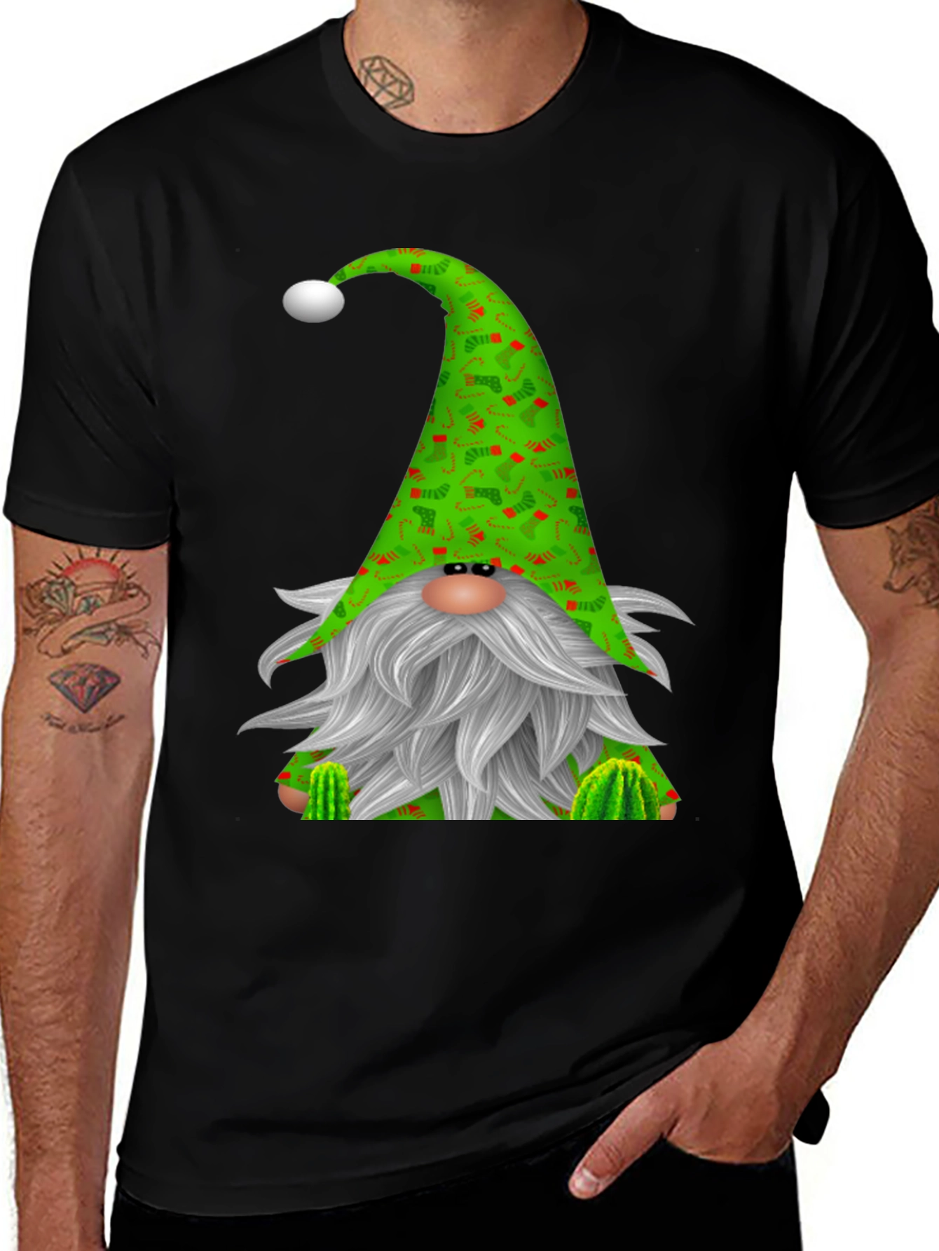Variant 20 of Festive Gnome Black T-Shirt