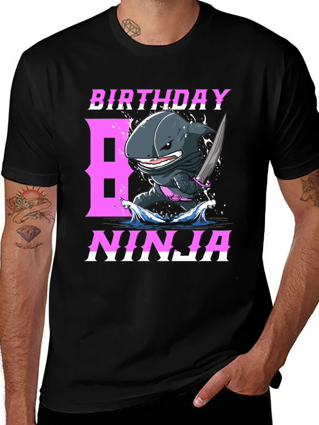 Variant 28 of Birthday Ninja Shark Graphic Tee