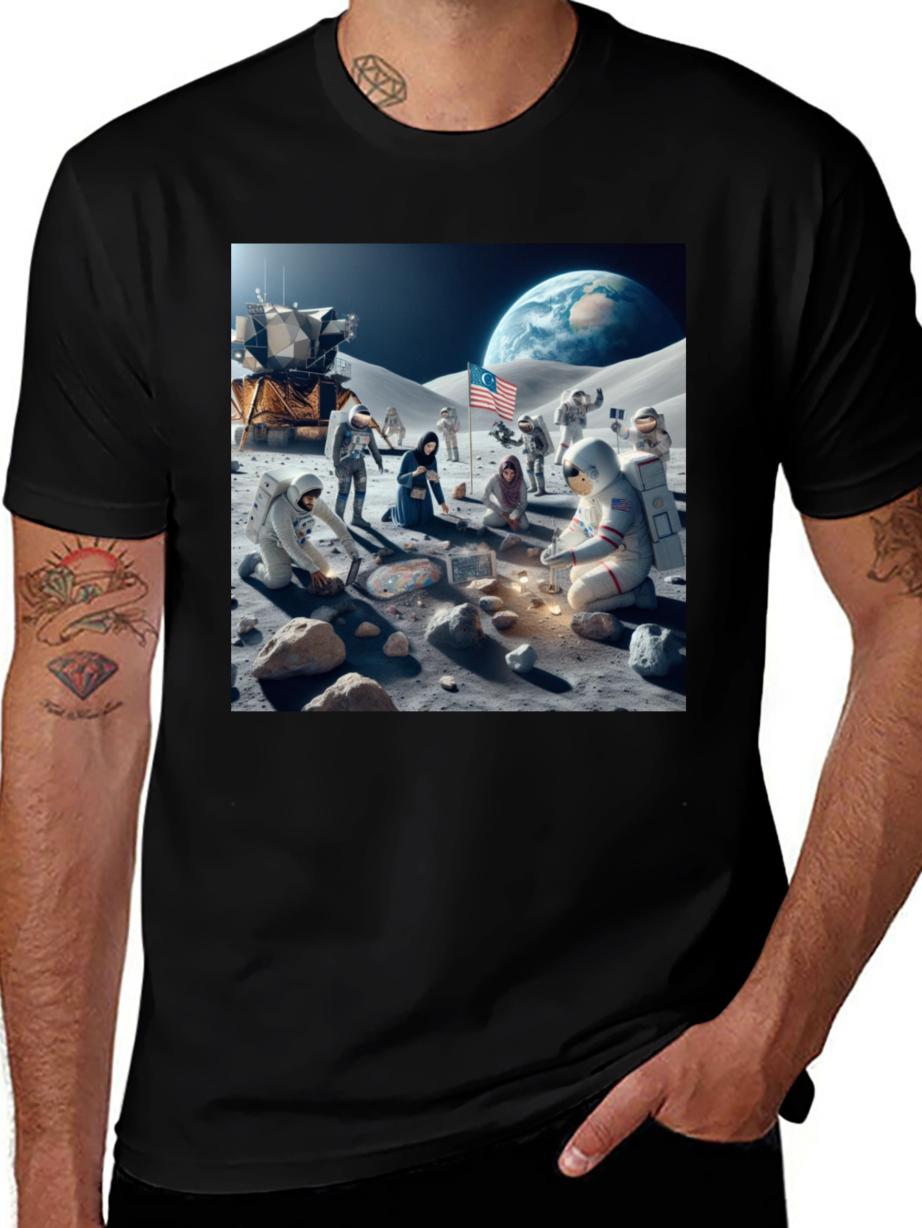 Astronauts on the Moon Graphic Tee