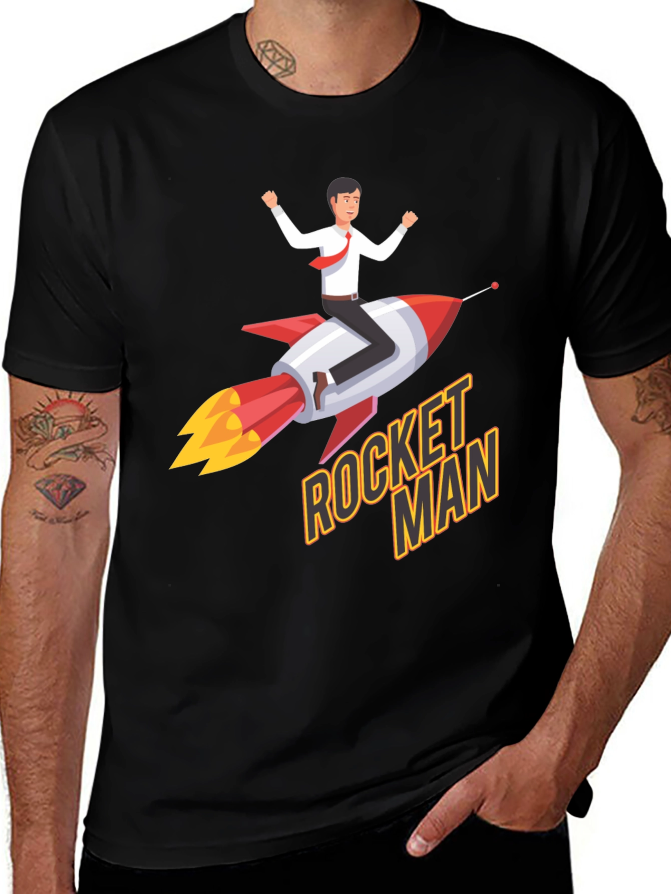 Rocket Man Graphic T-Shirt - Black
