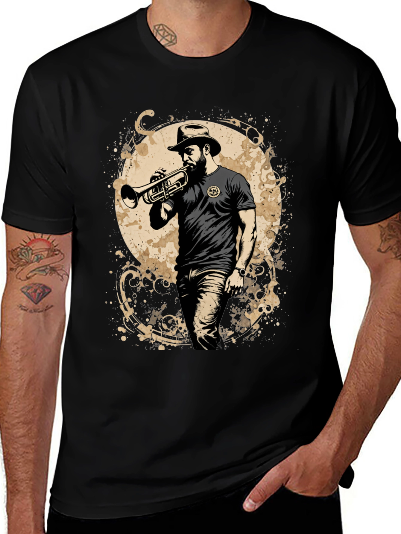 Variant 8 of Trumpet Player Graphic T-Shirt - Cool Music Lover Tee