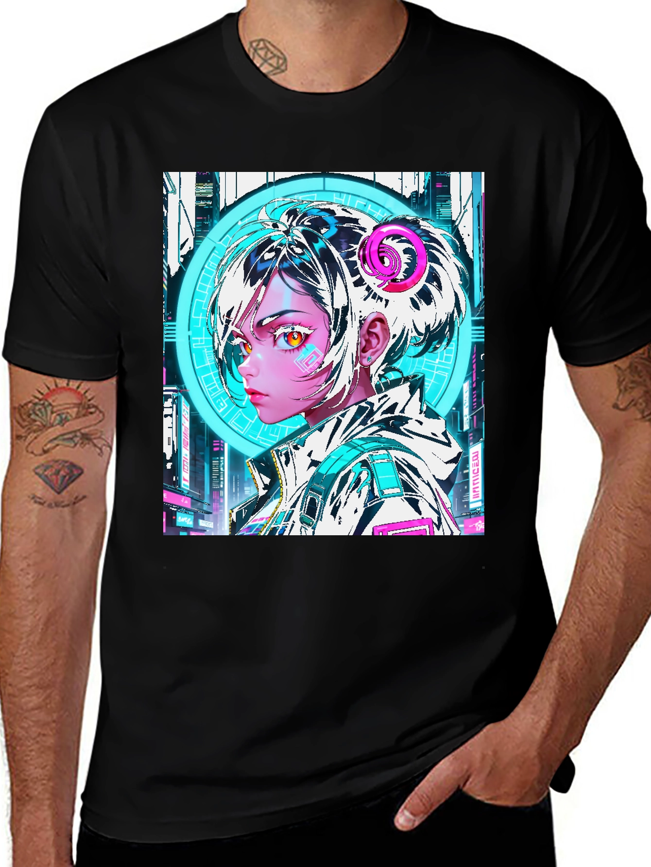 Cyberpunk Anime Girl T-Shirt - Unique Graphic Tee
