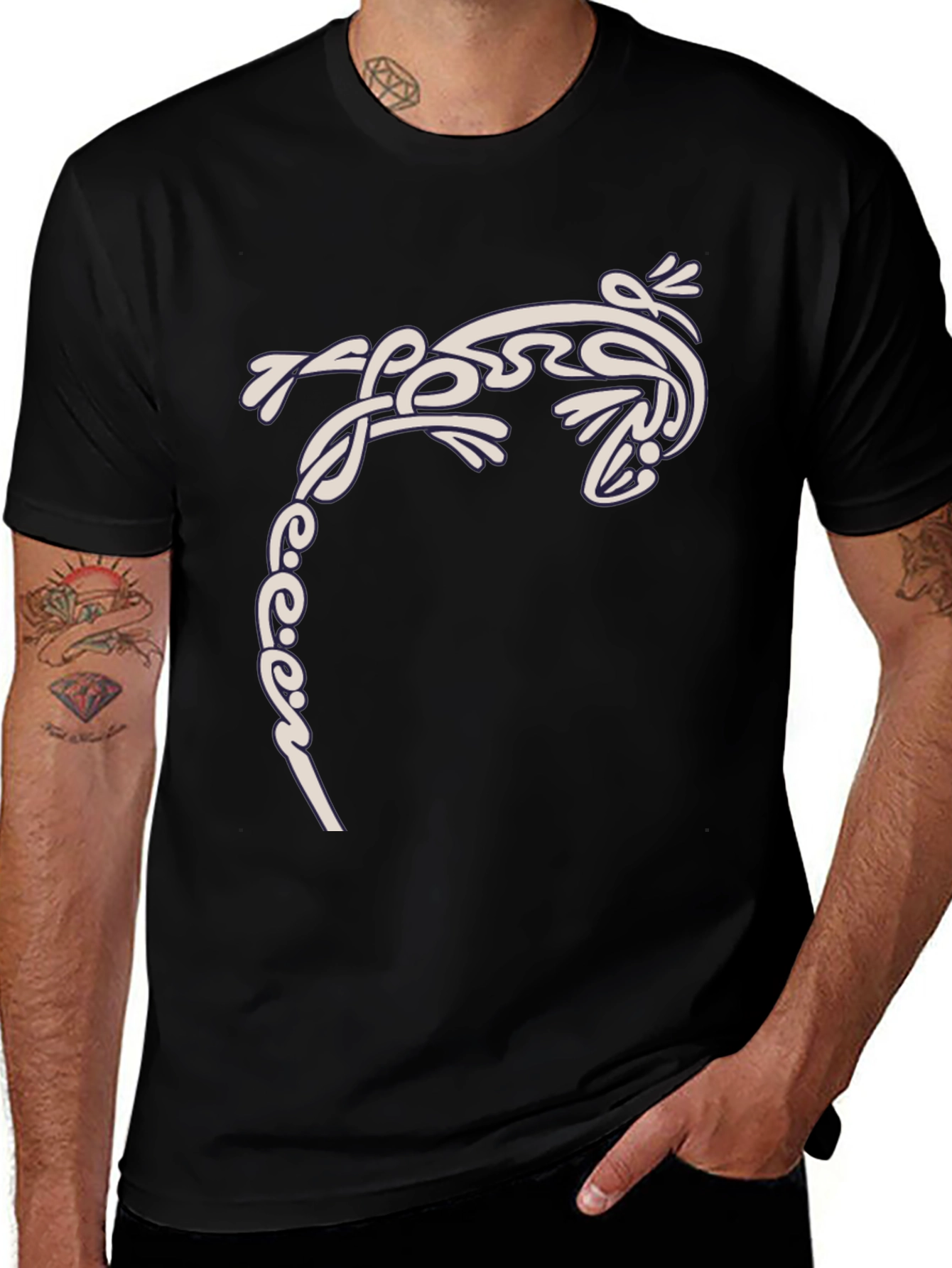 Tribal Gecko T-Shirt - Stylish Black Tee