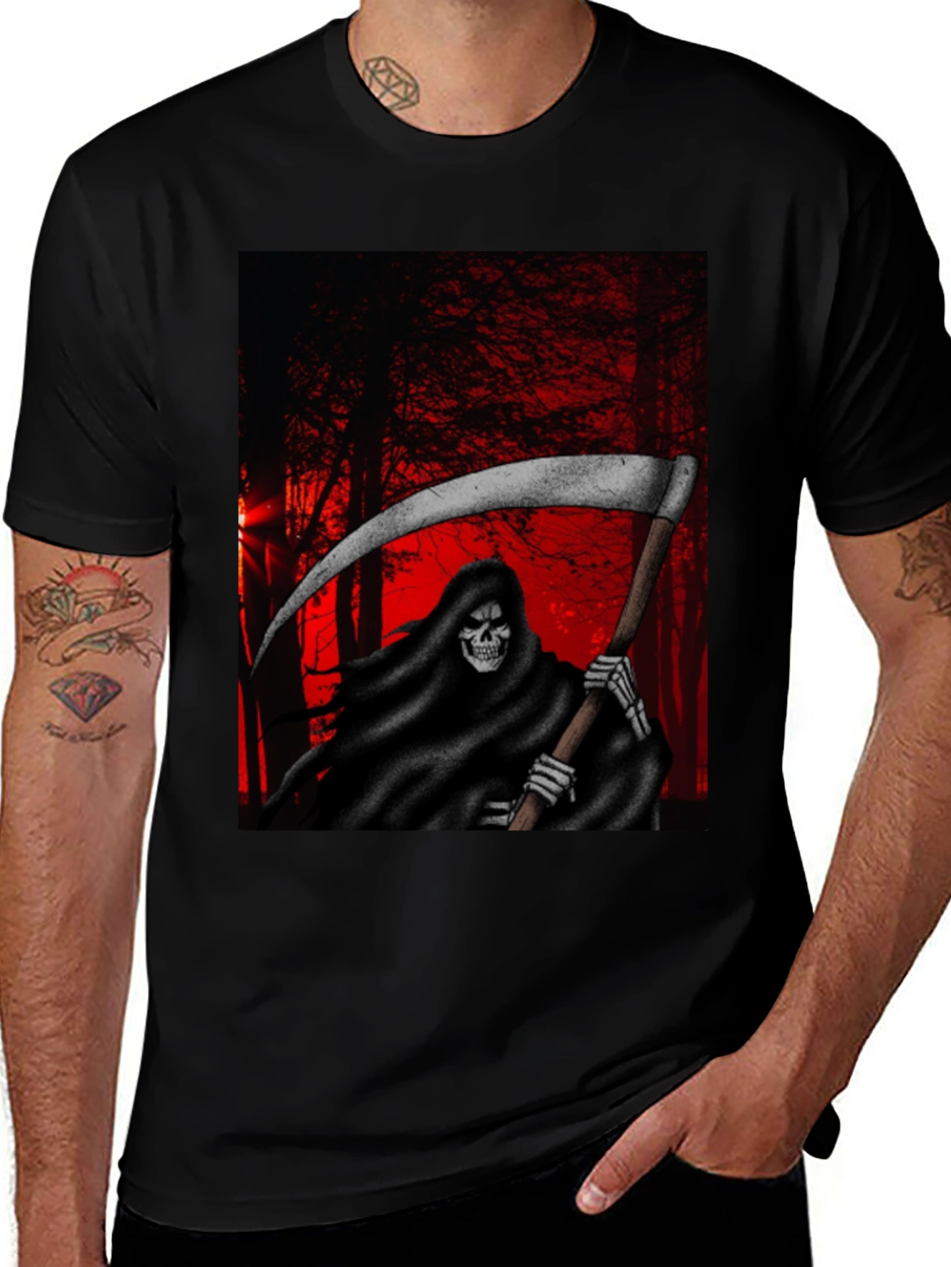 Grim Reaper T-Shirt - Dark Forest Design