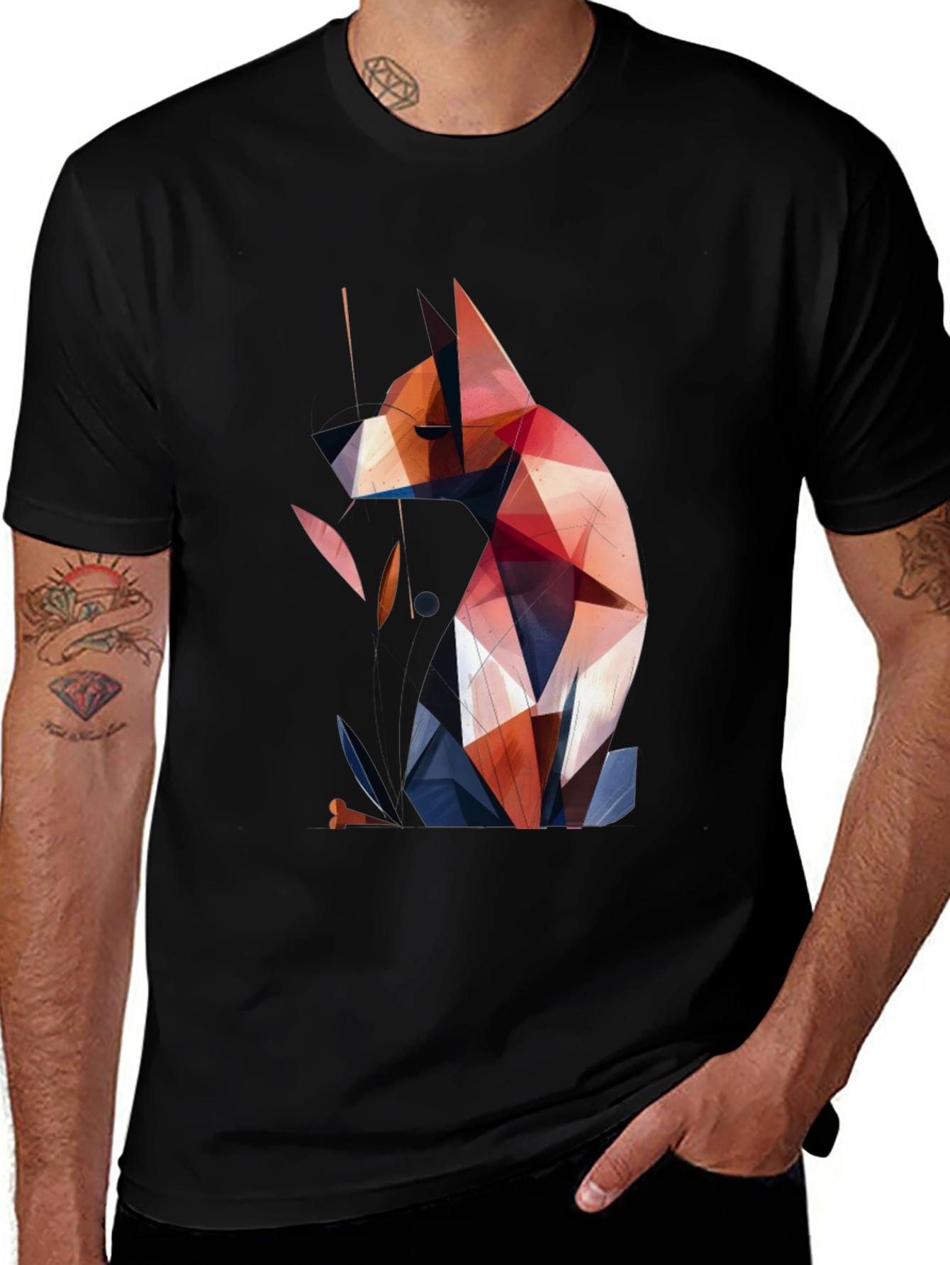 Variant 21 of Geometric Dog Graphic Tee - Modern Art Style Shirt