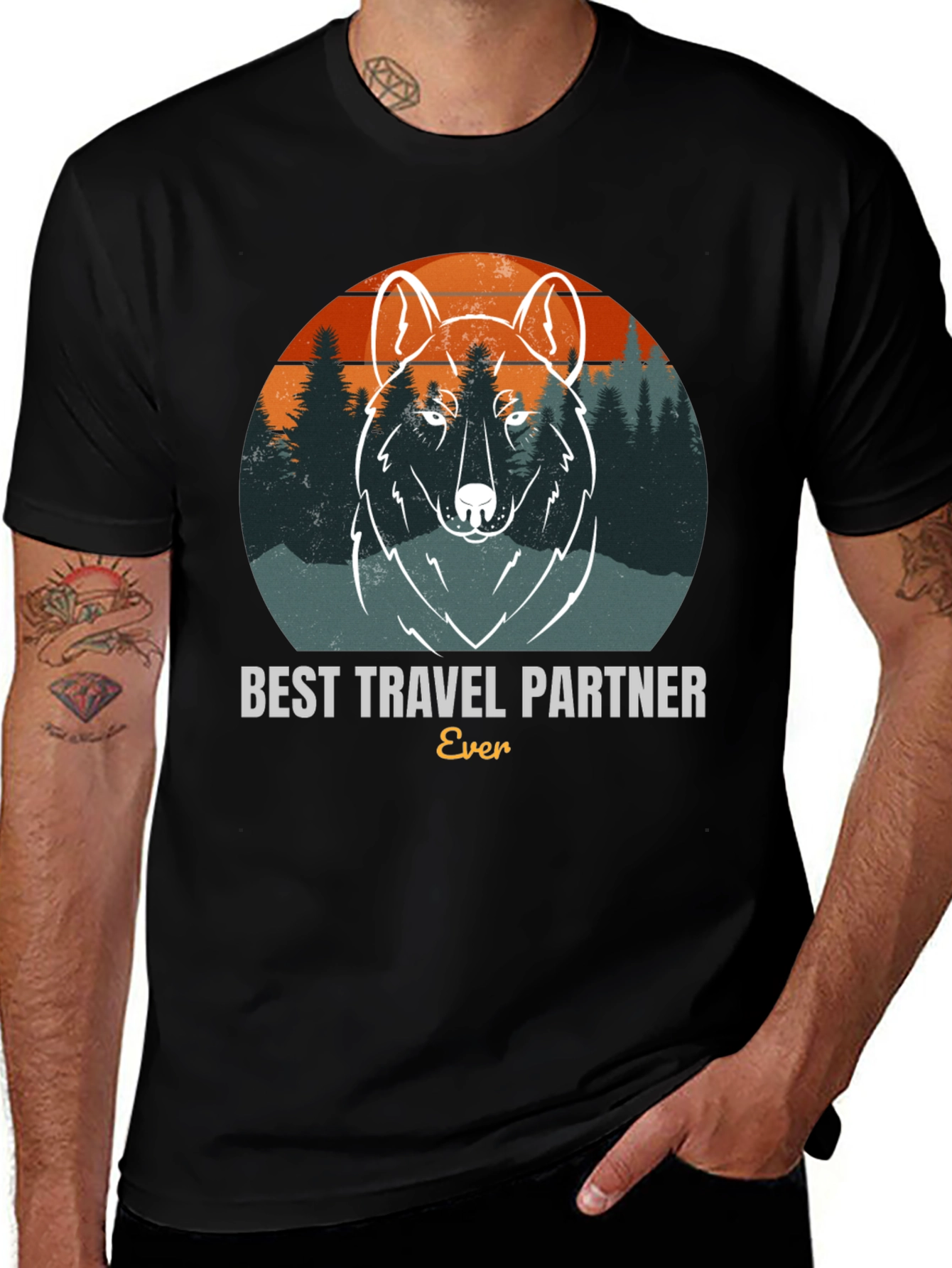 Variant 7 of Best Travel Partner Wolf Graphic Tee