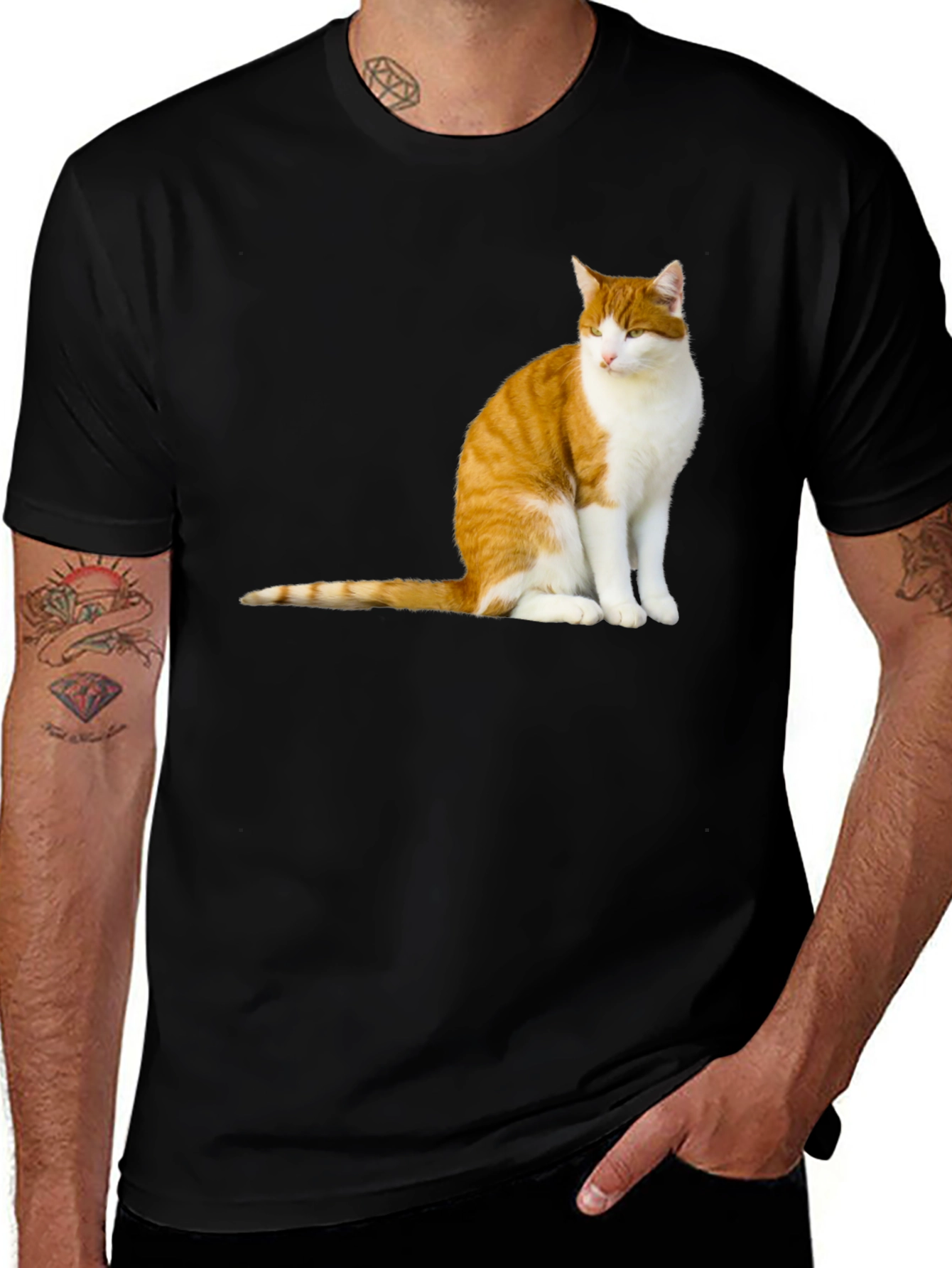 Variant 25 of Cat Graphic T-Shirt - Men's Black Tee