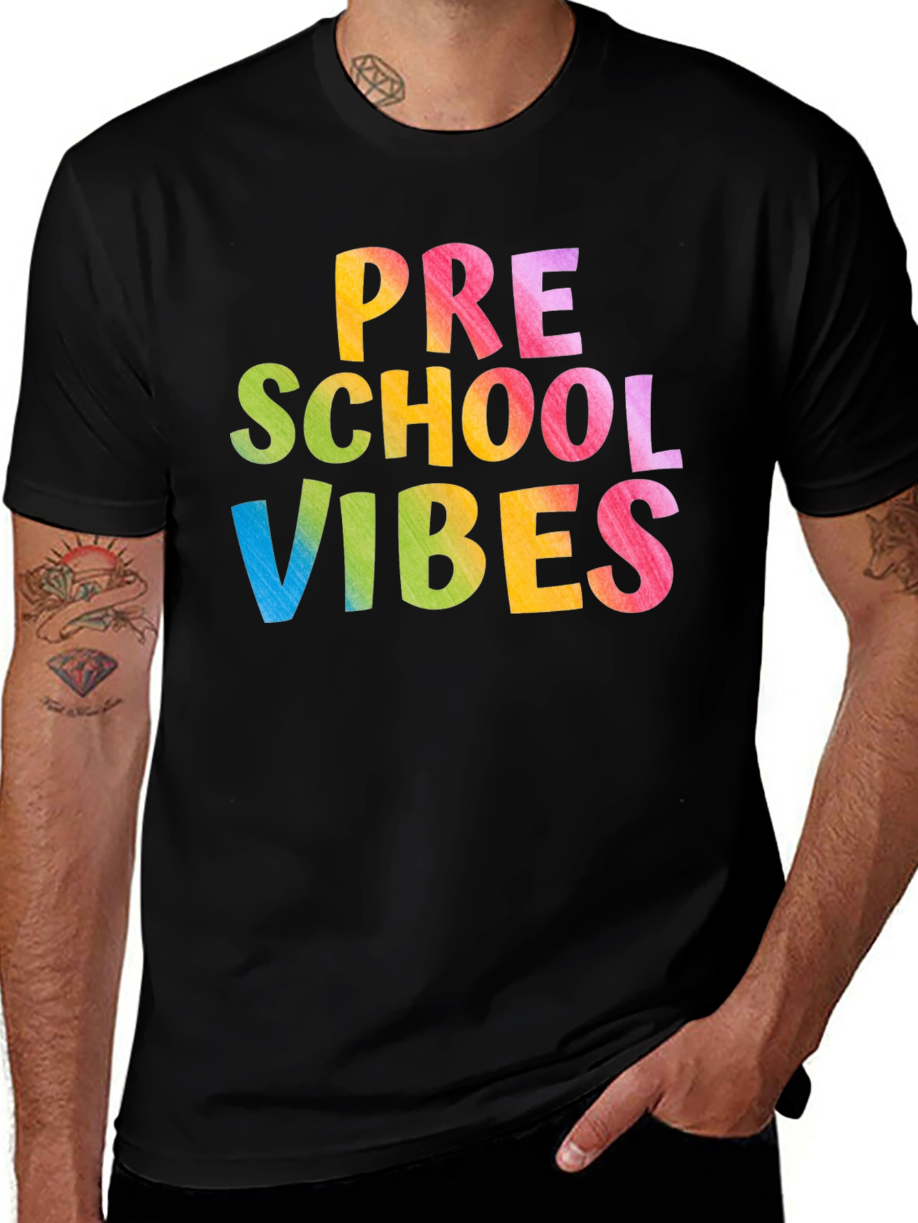Variant 7 of Preschool Vibes Colorful Graphic Tee