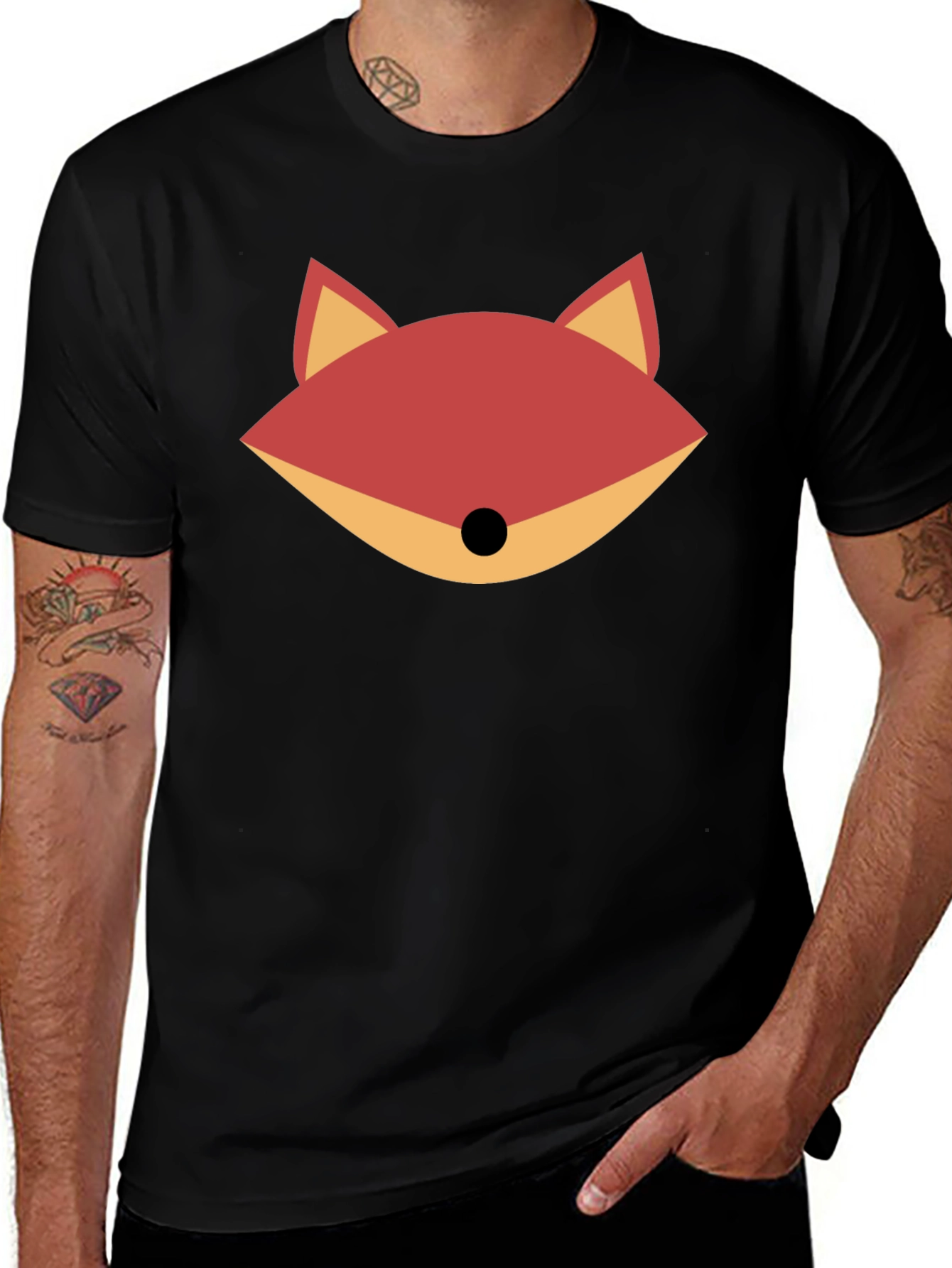 Variant 6 of Fox Graphic Print Black T-Shirt