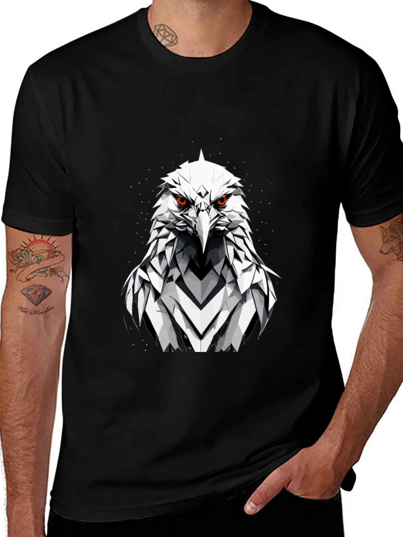 Variant 26 of Eagle Graphic Tee - Fierce Geometric Bird Design