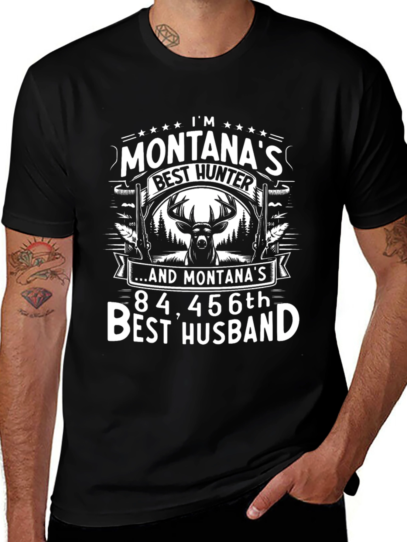 Variant 28 of Montana's Best Hunter Husband Graphic Tee