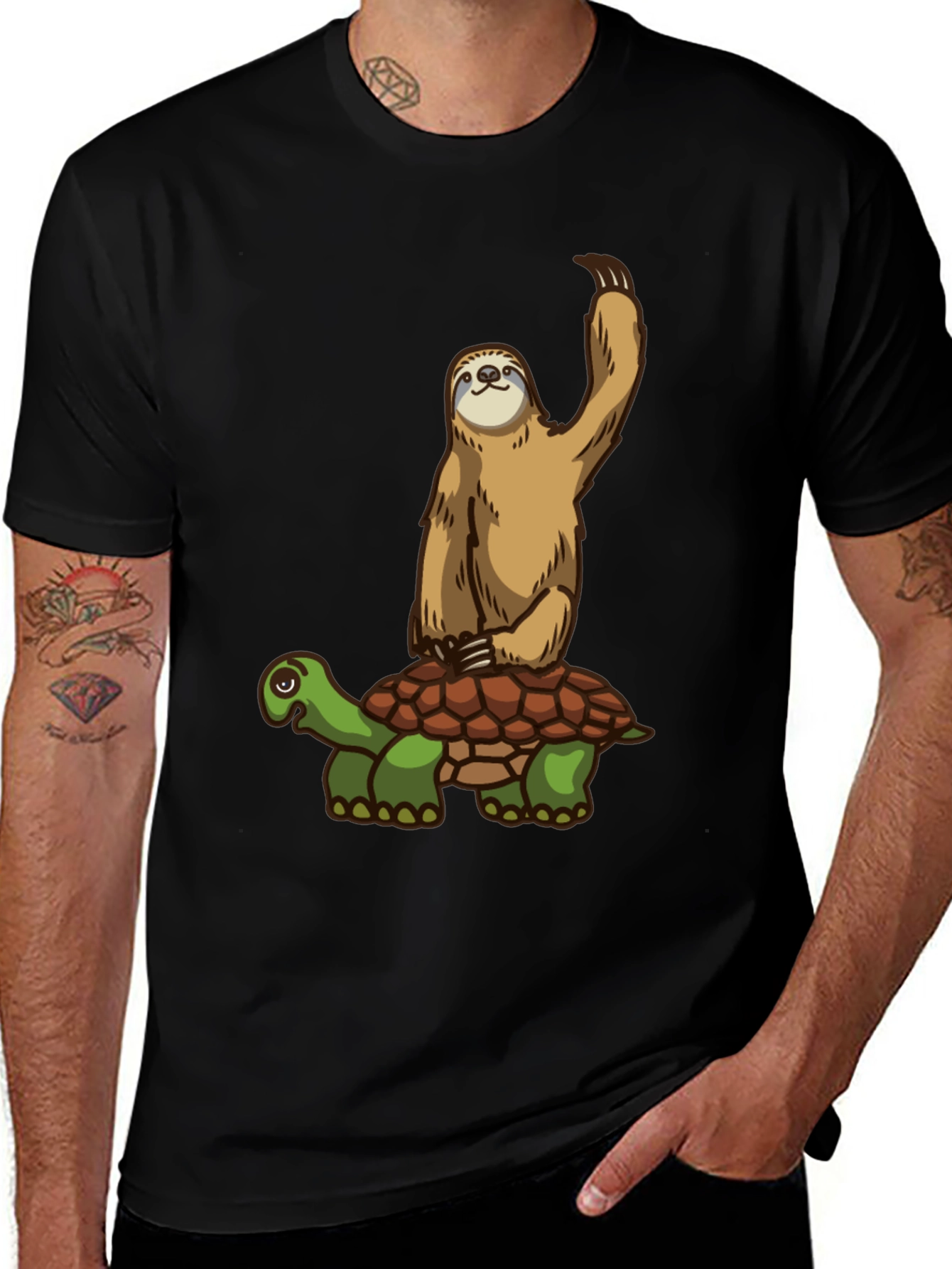 Variant 23 of Sloth Riding Turtle Graphic Tee