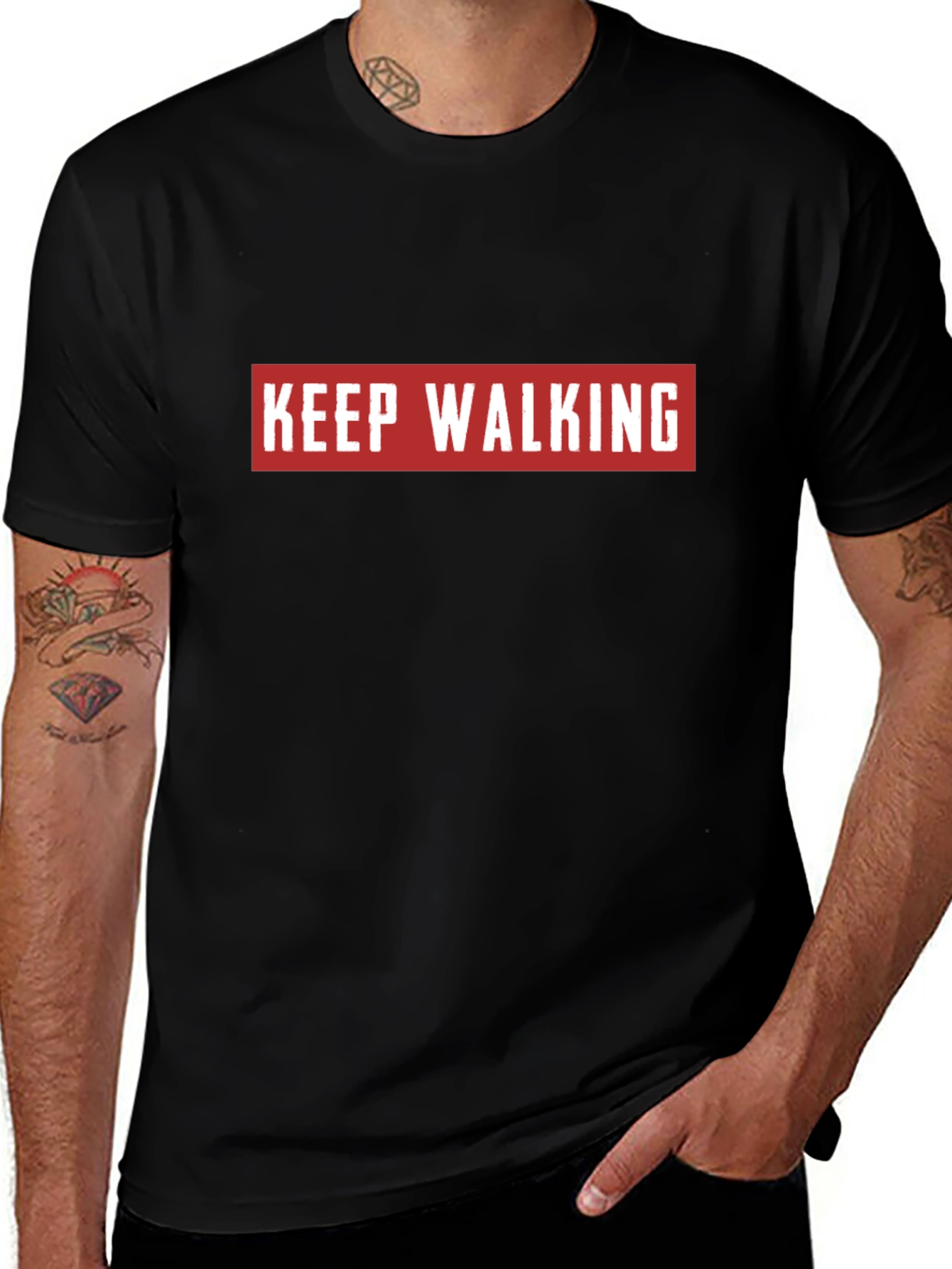 Variant 4 of Keep Walking Black Graphic Tee
