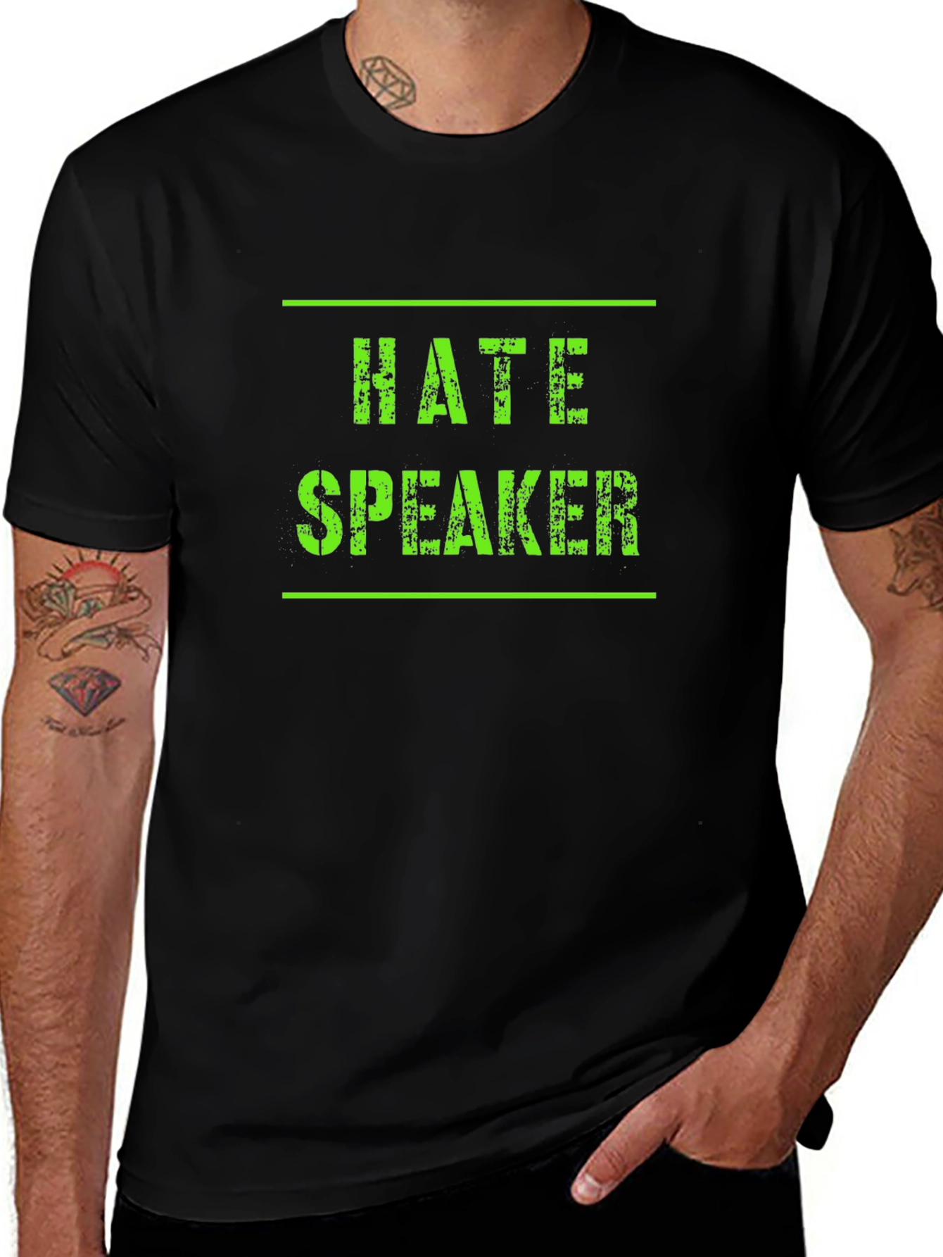 Variant 29 of Hate Speaker Graphic Tee - Black Cotton T-Shirt