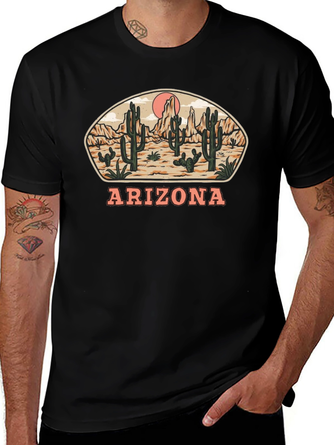 Variant 19 of Arizona Desert Graphic T-Shirt - Black