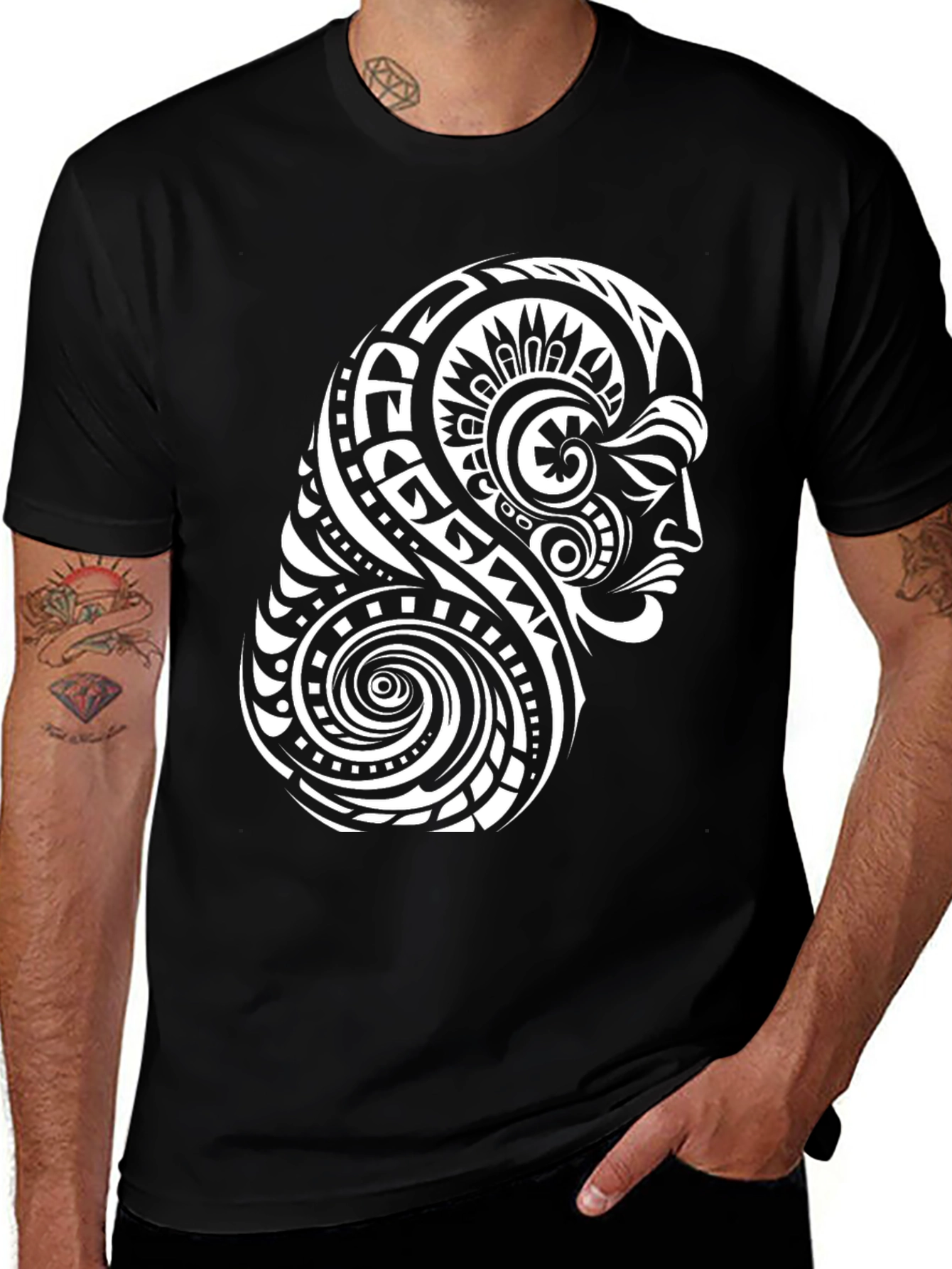 Black Tribal Tattoo Graphic Black T-Shirt main image