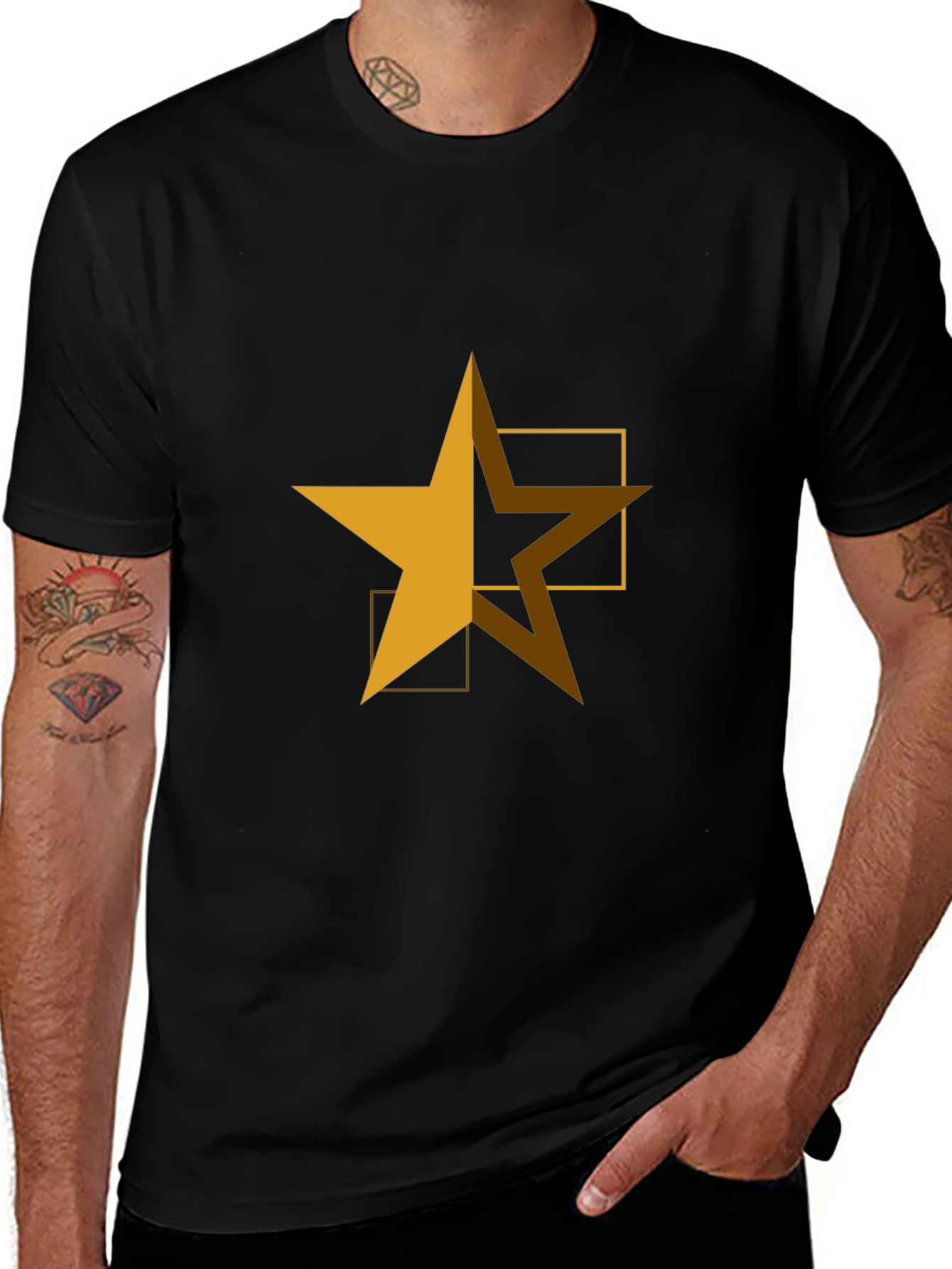 Variant 10 of Geometric Star Graphic Tee - Casual Comfort