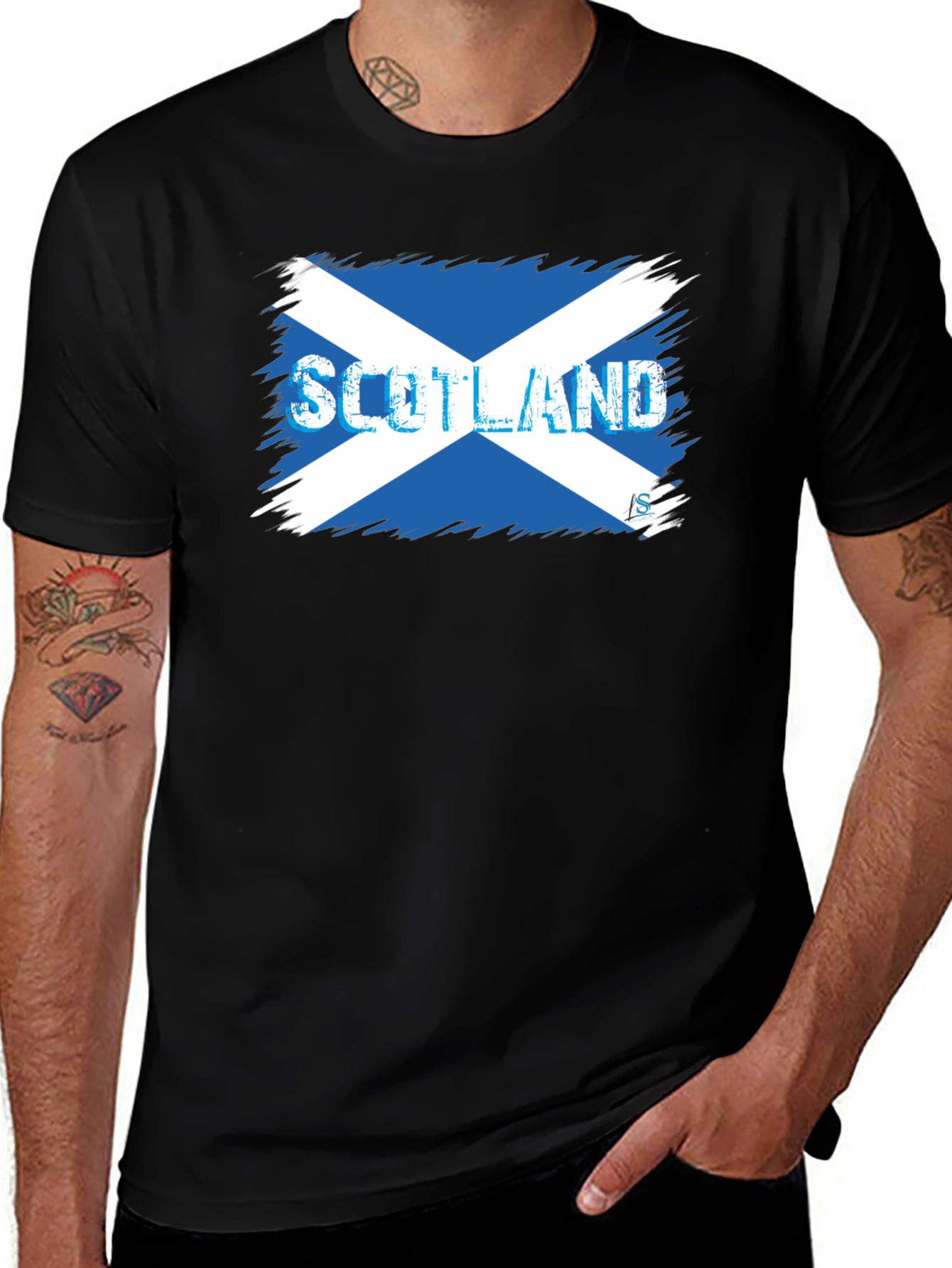 Scotland Flag Graphic Black T-Shirt