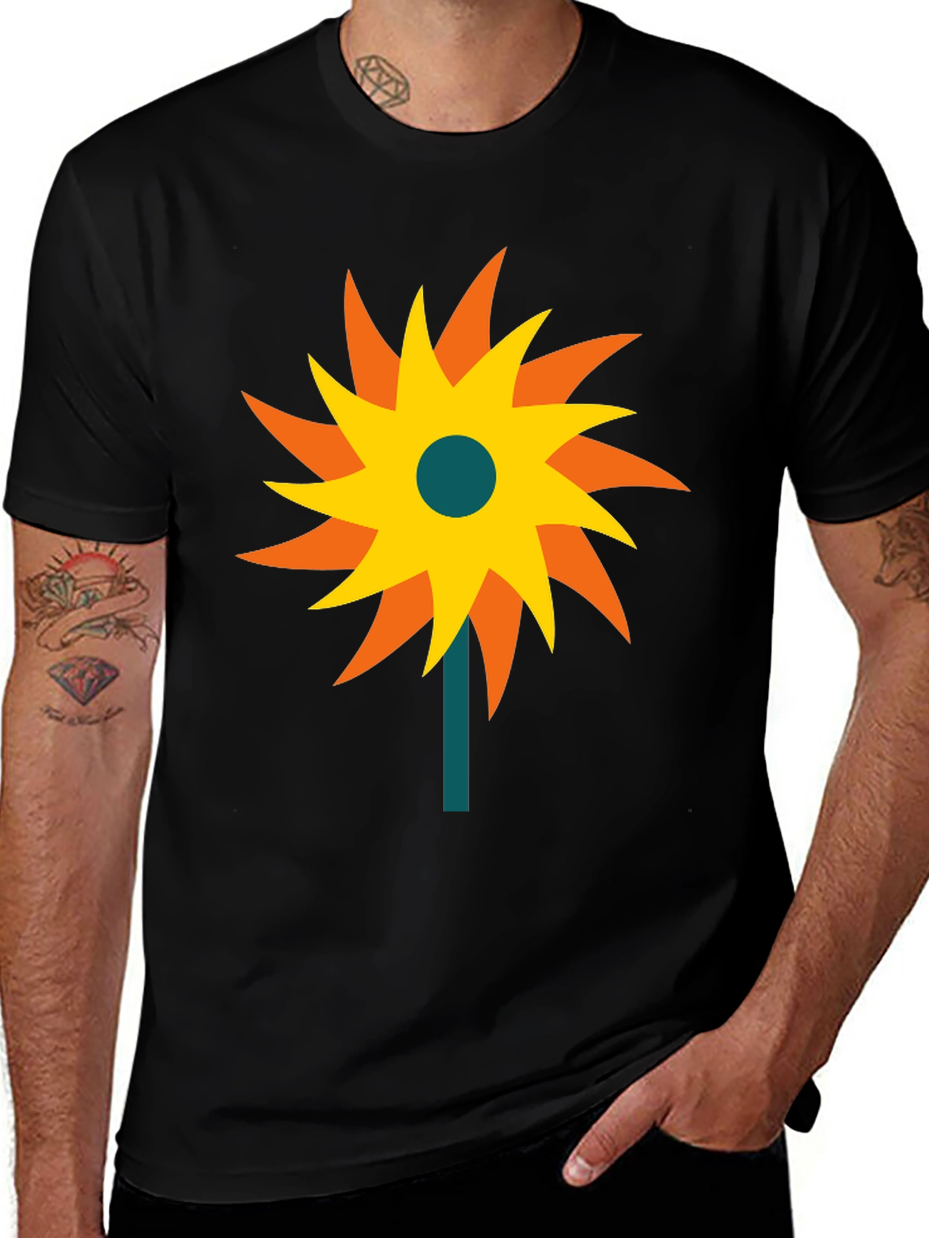 Variant 26 of Abstract Floral Graphic Black Tee