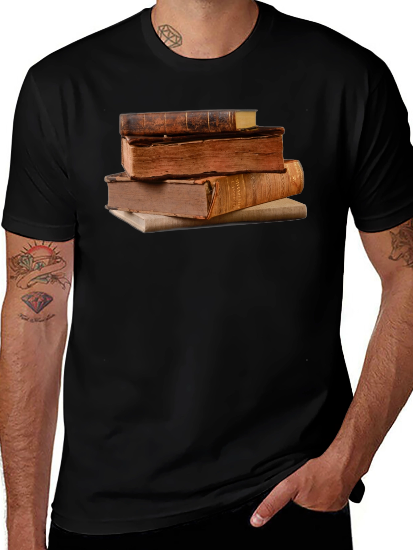 Stacked Books Graphic T-Shirt