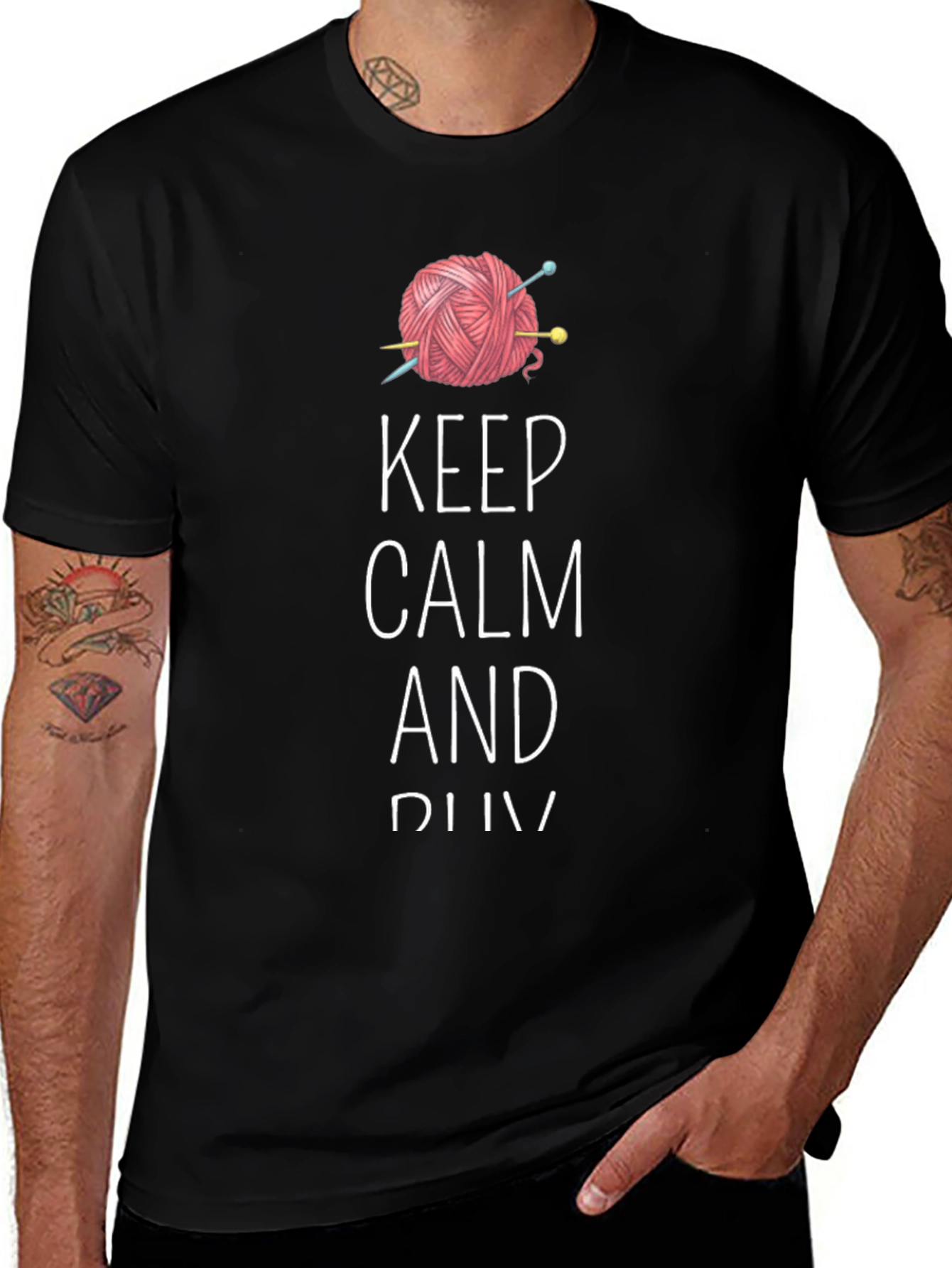 Variant 11 of Keep Calm and Knit Tee - Yarn Lover's T-Shirt