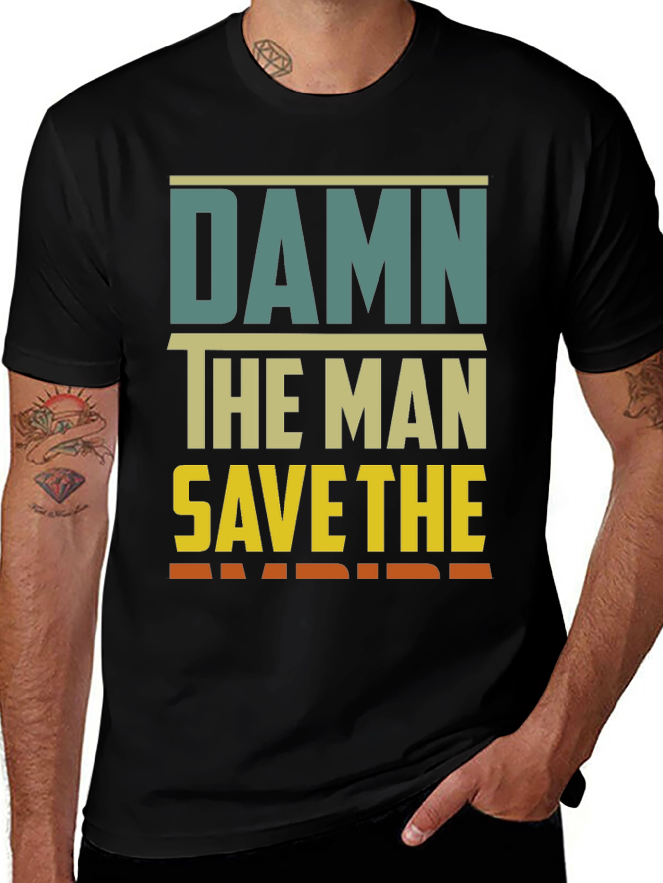 Black Damn The Man Save The Empire Graphic Tee main image