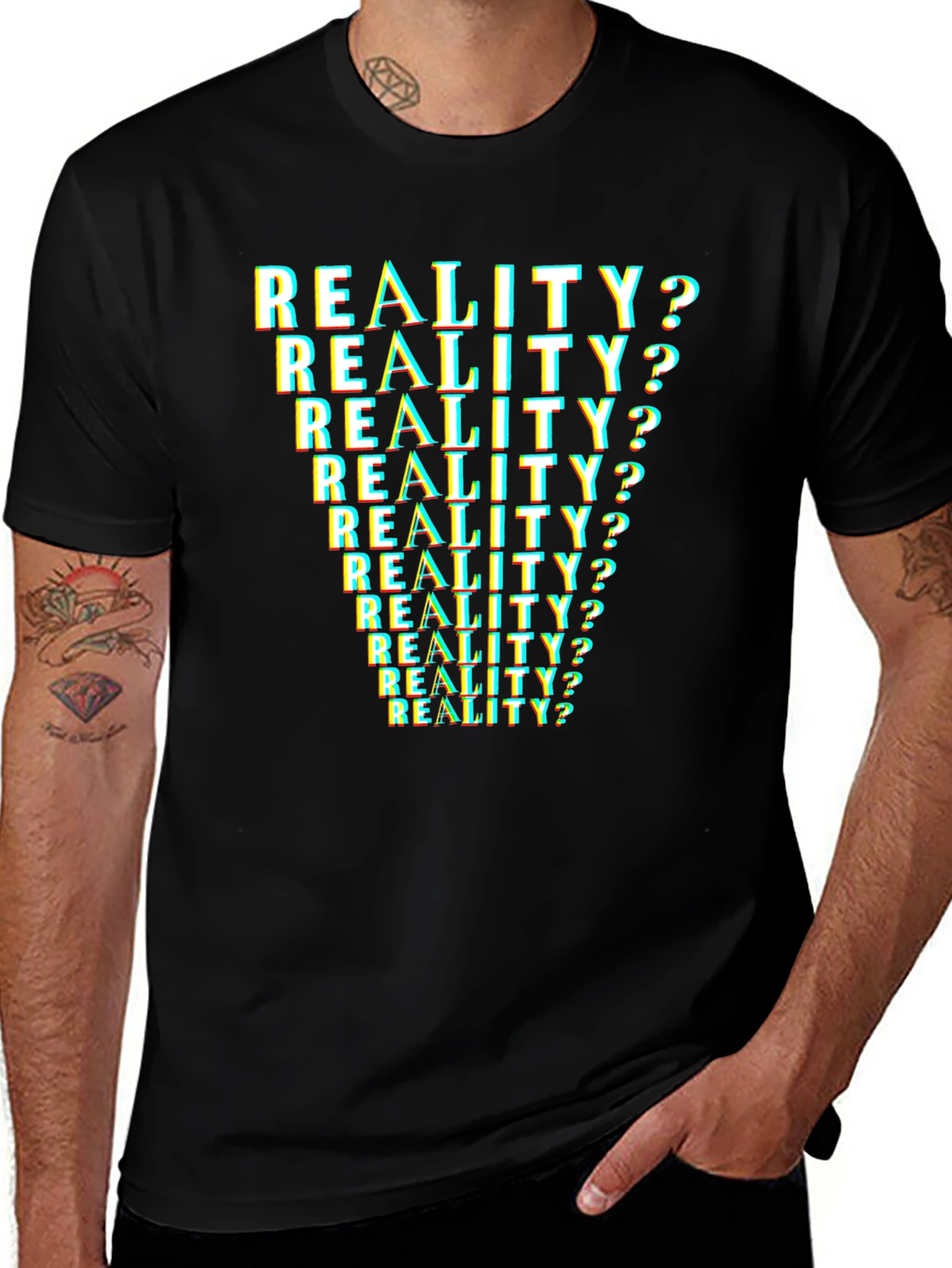 Black Reality? T-Shirt - Glitch Text Design main image