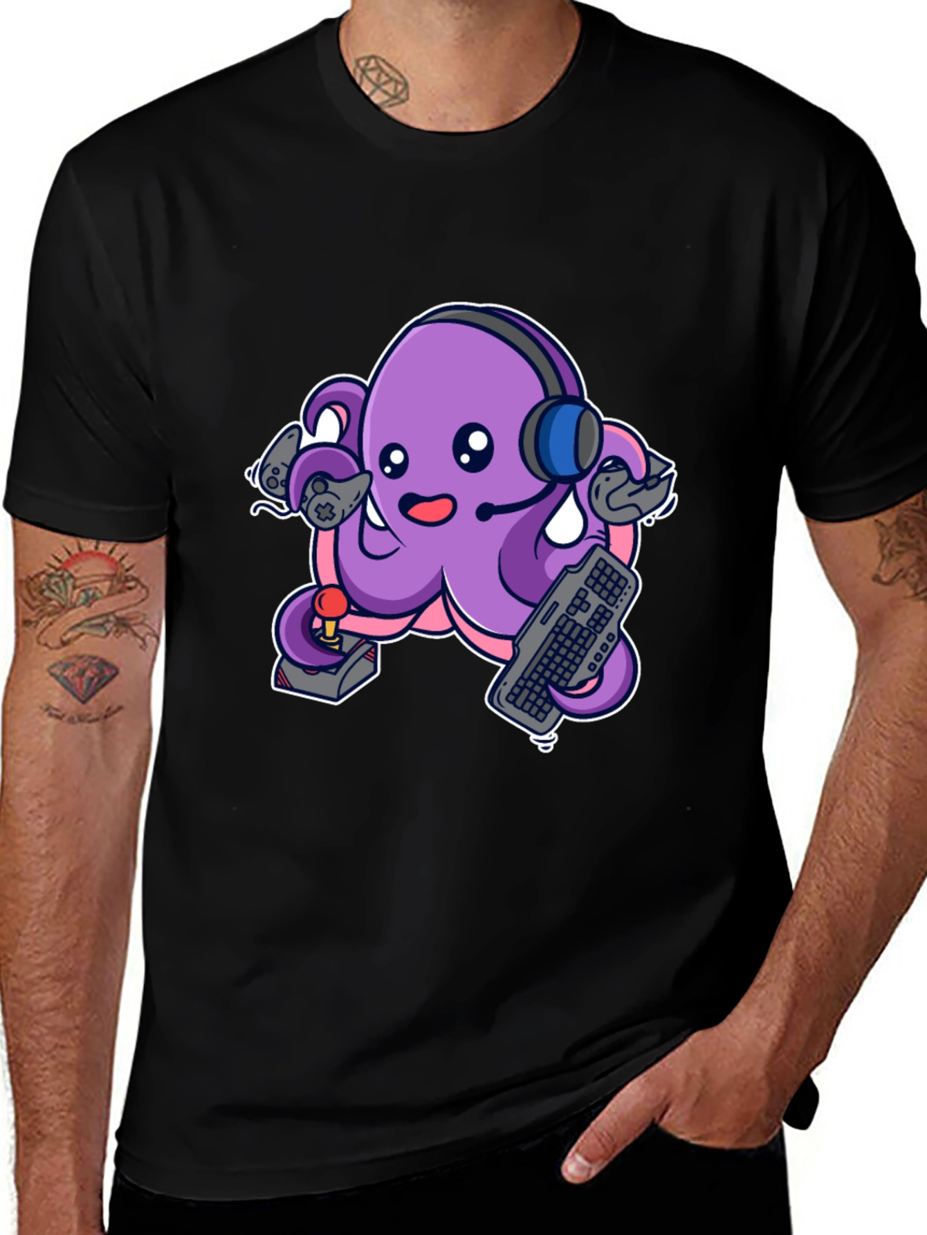 Gamer Octopus Graphic Tee - Cool Gaming T-Shirt