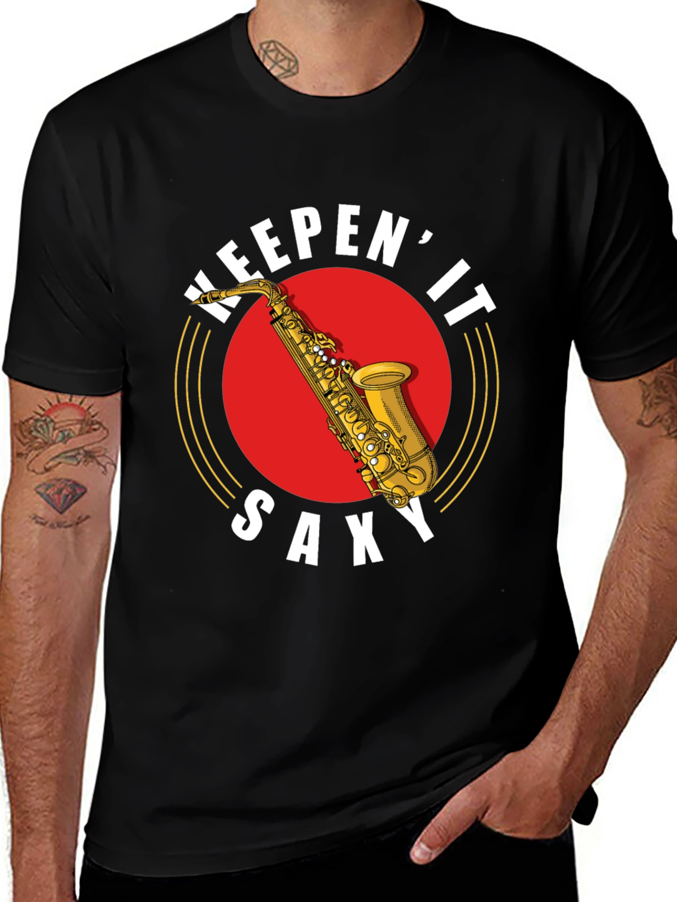 Variant 20 of Keepen' It Saxy Saxophone Graphic T-Shirt