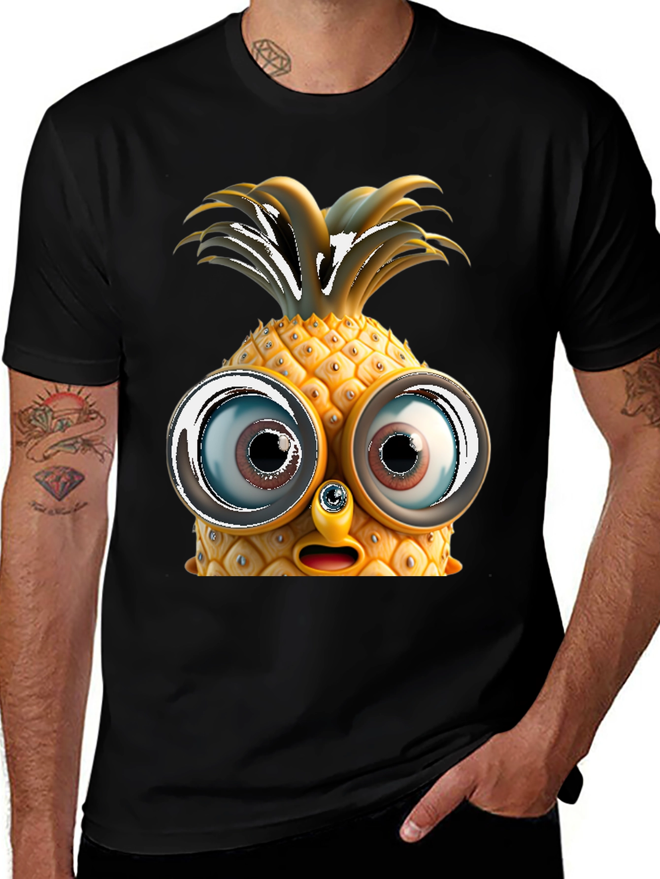 Variant 3 of Pineapple Face Graphic Tee - Funny Fruit T-Shirt