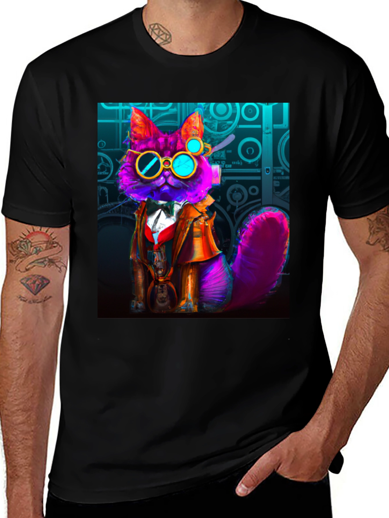 Variant 27 of Steampunk Cat T-Shirt - Whimsical Fashion