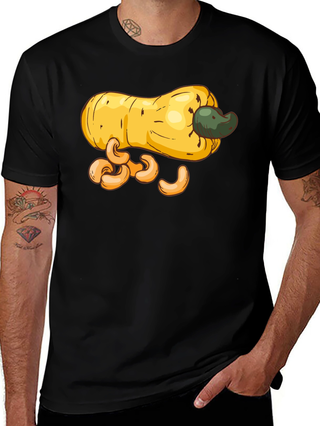 Variant 9 of Cashew Fruit Graphic T-Shirt - Black Casual Tee