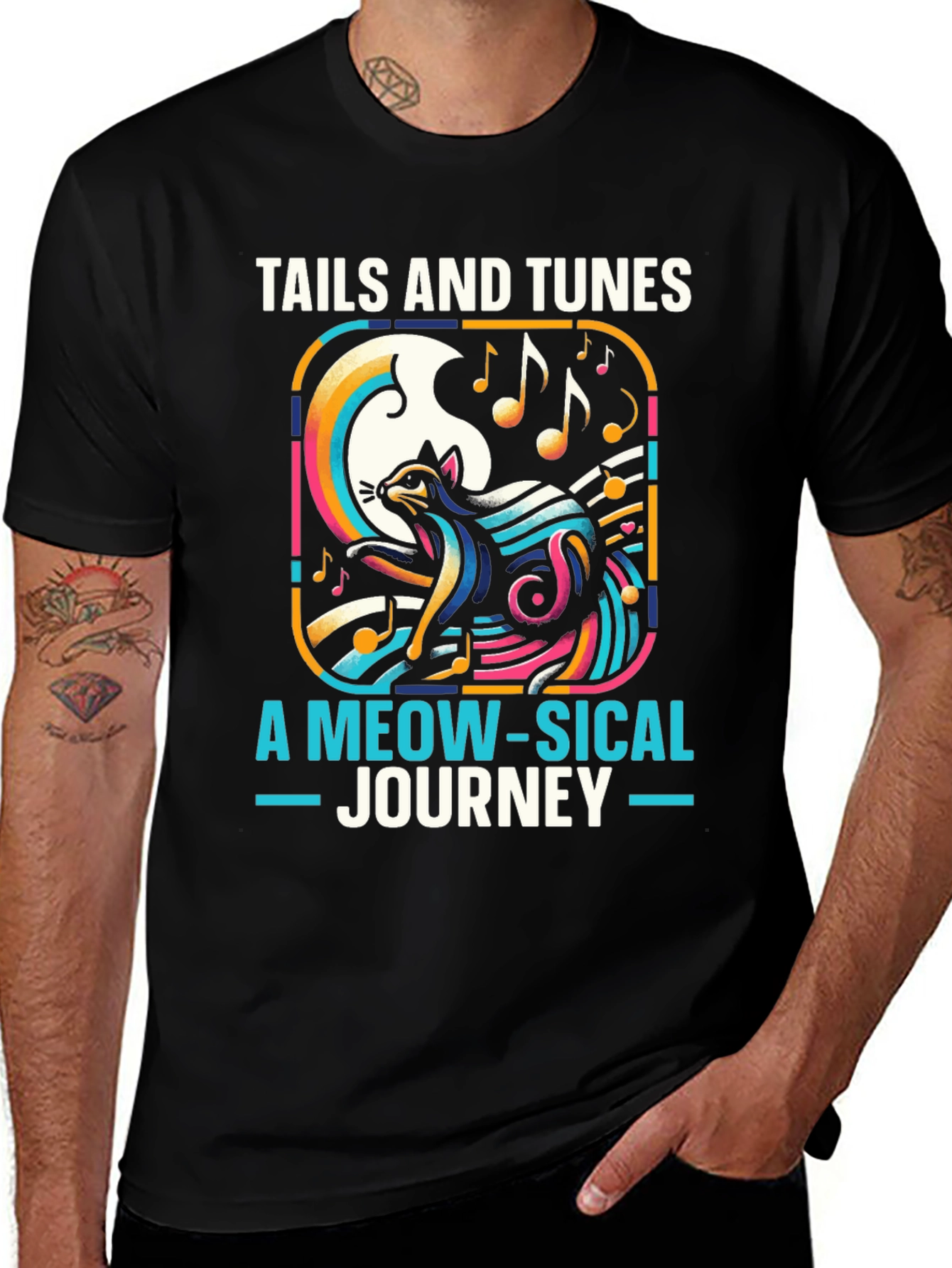 Variant 13 of Tails and Tunes Cat Lover T-Shirt