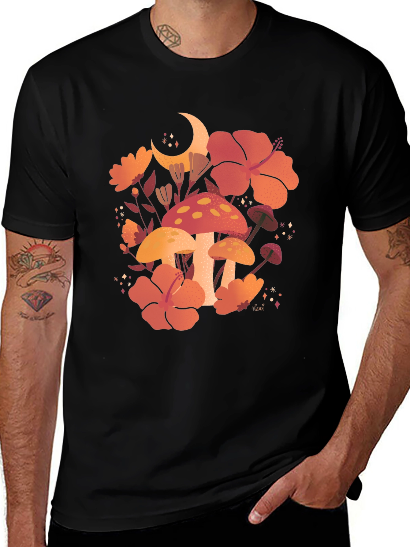 Variant 20 of Mushroom Moon T-Shirt, Floral Graphic Tee