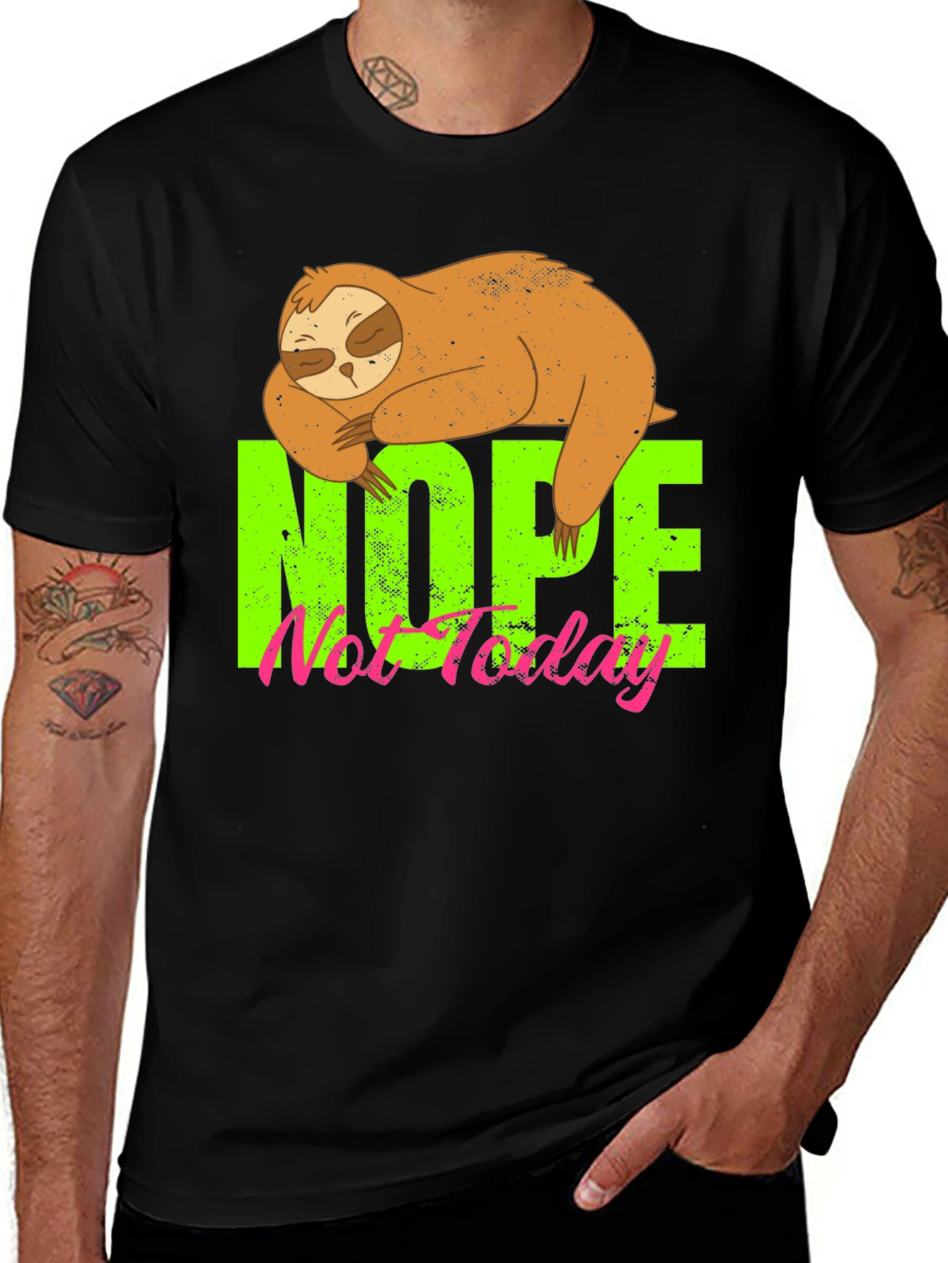 Variant 2 of Nope Not Today Sloth Graphic Tee - Black