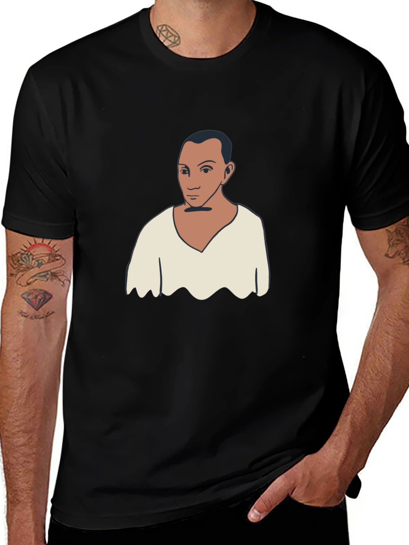Variant 7 of Unique Graphic Tee - Man Portrait Black T-Shirt