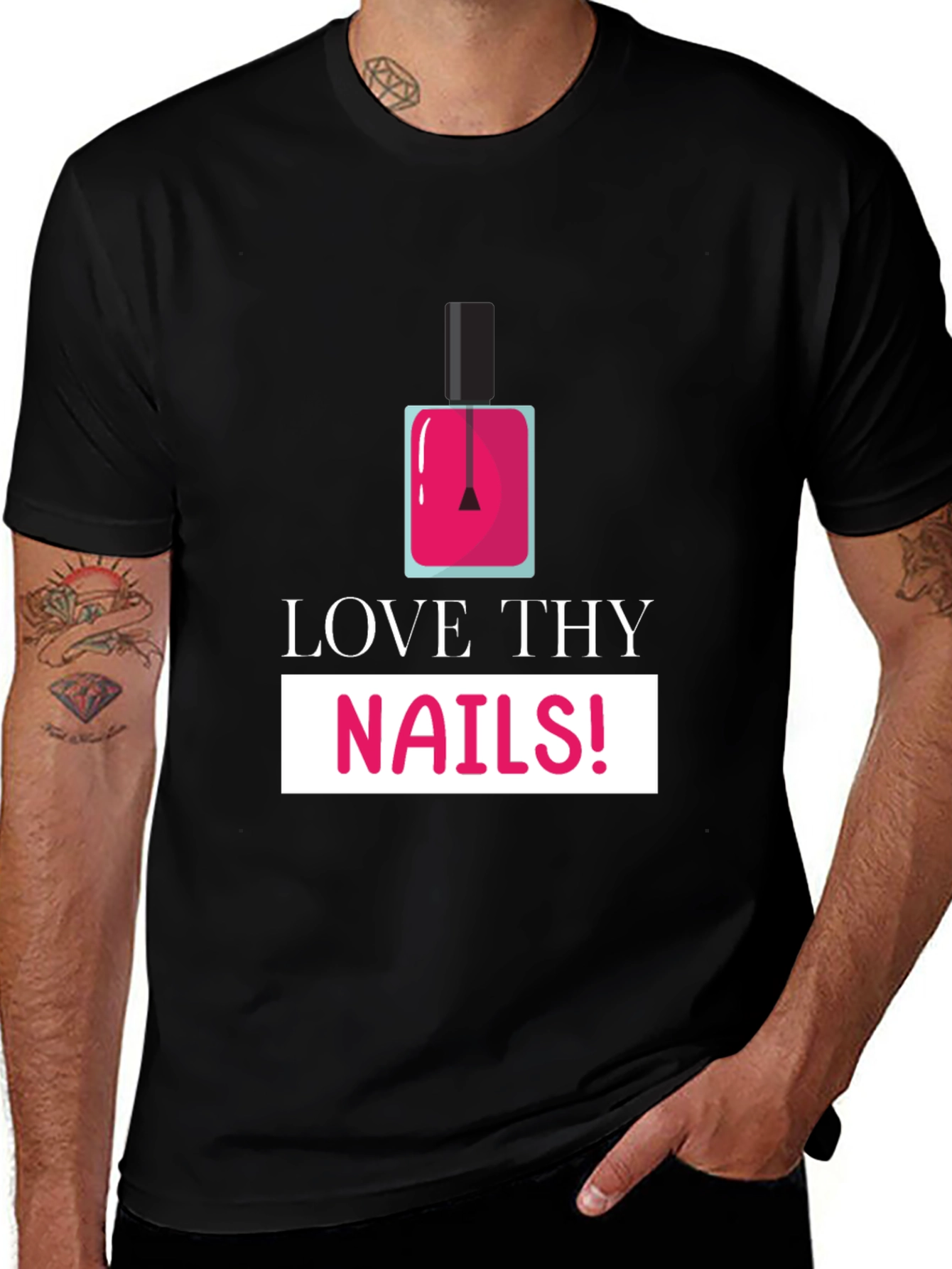 Variant 23 of Love Thy Nails! Graphic Print Black T-Shirt