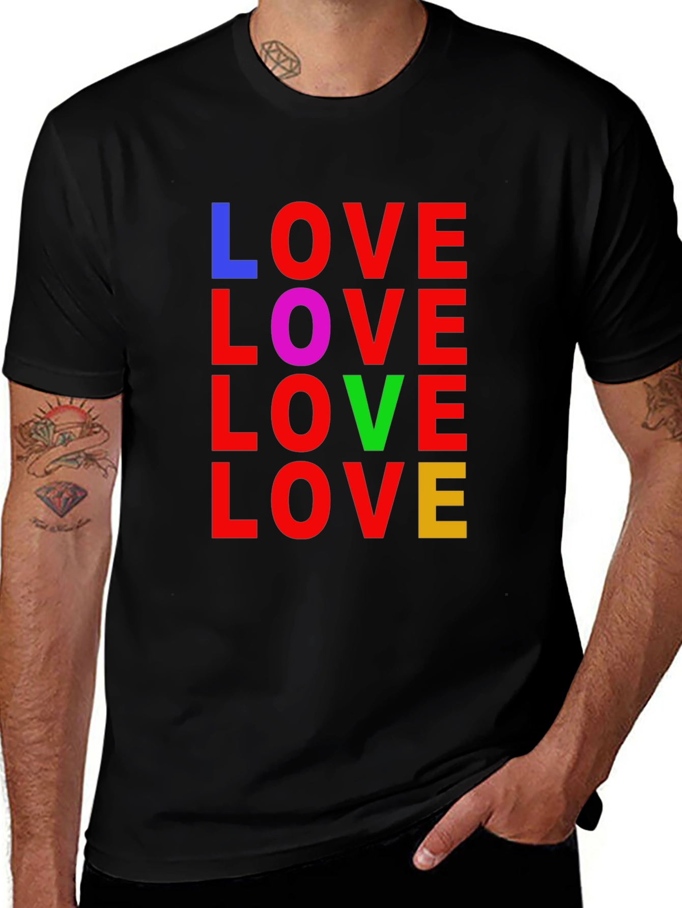 Variant 26 of Colorful LOVE Graphic Tee - Unisex Black T-Shirt