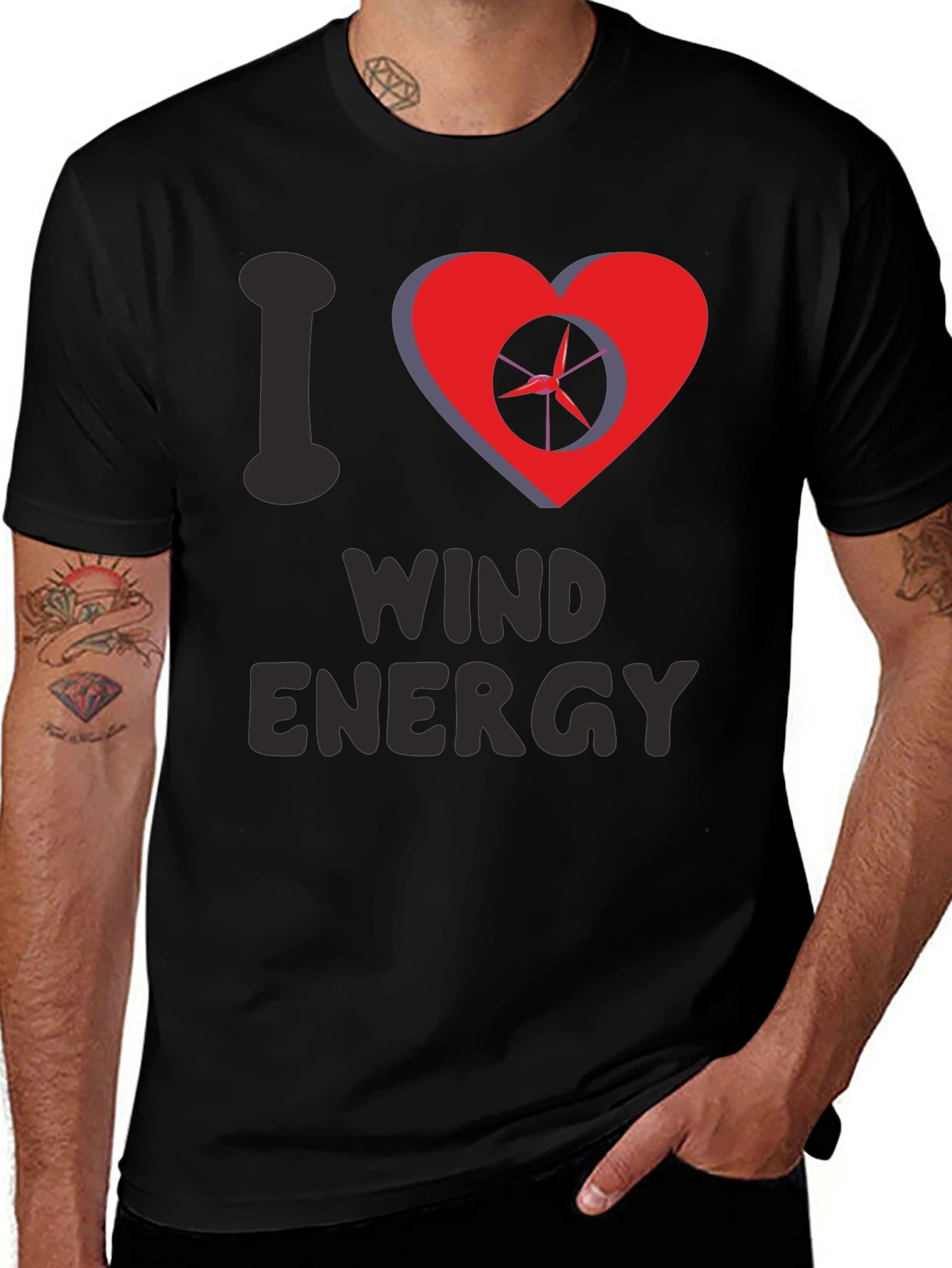 Variant 15 of I Love Wind Energy T-Shirt - Sustainable Design